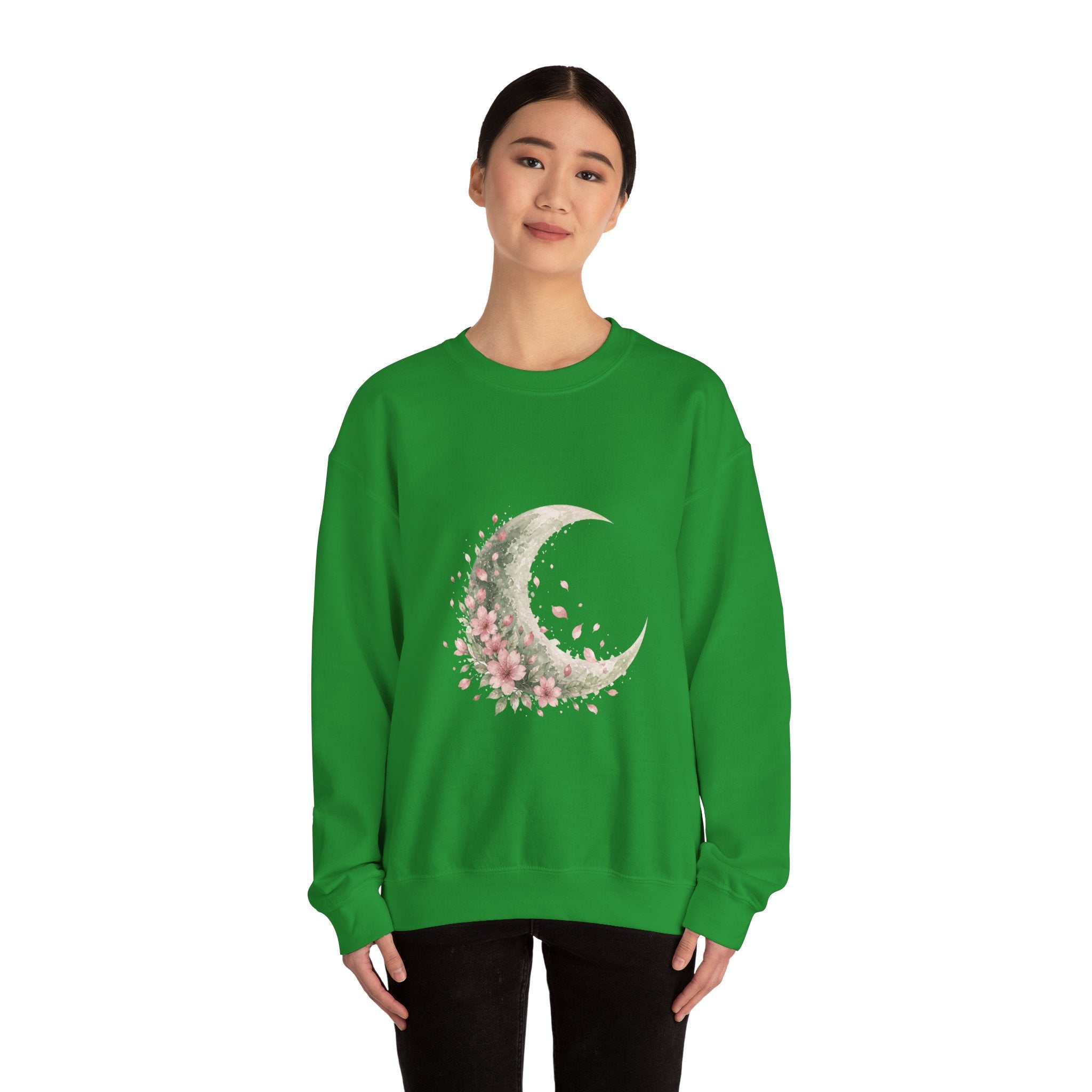 Matching Couple Sweatshirt - Waxing & Waning Moon Matching Couple Crewneck Sweatshirt Watercolor Art His Hers Engagement Gift - Design B