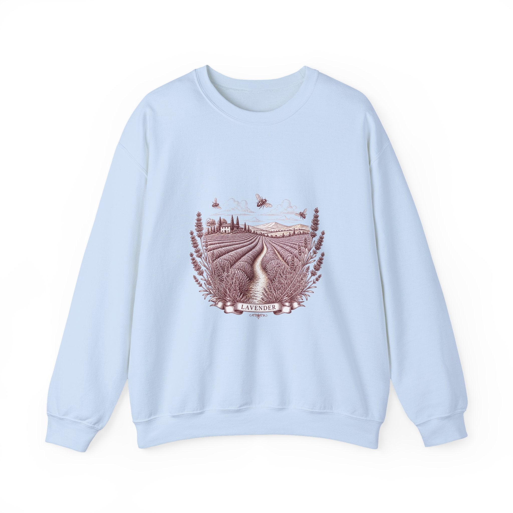 Matching Couple Sweatshirt - Lavender Fields & Canyon Matching Couple Crewneck Sweatshirt Vintage Art His Hers Wedding Gift - Design A