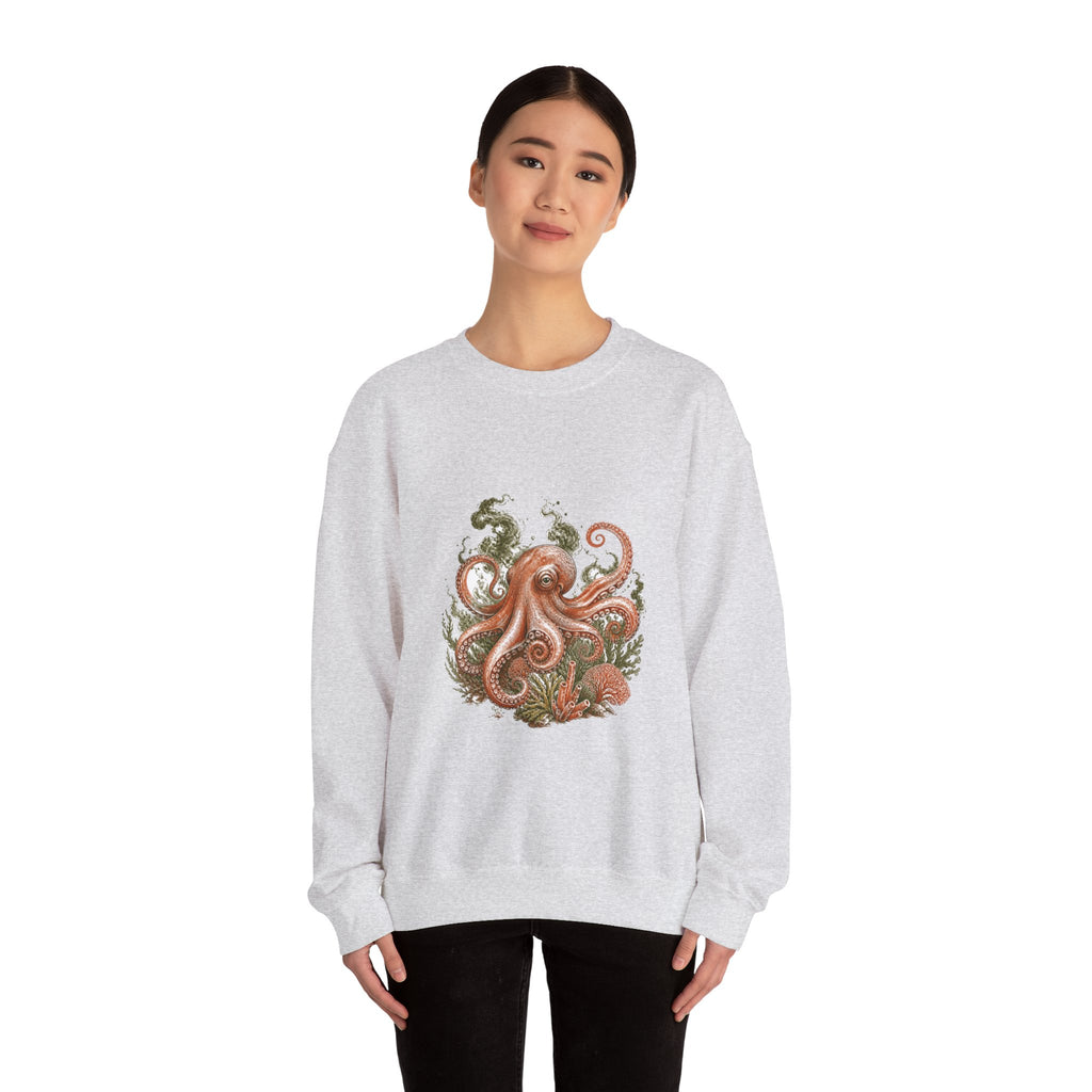 Matching Couple Sweatshirt - Octopus & Jellyfish Matching Couple Comfort Colors Crew Hand-Drawn Art His Hers Anniversary Gift - Design A