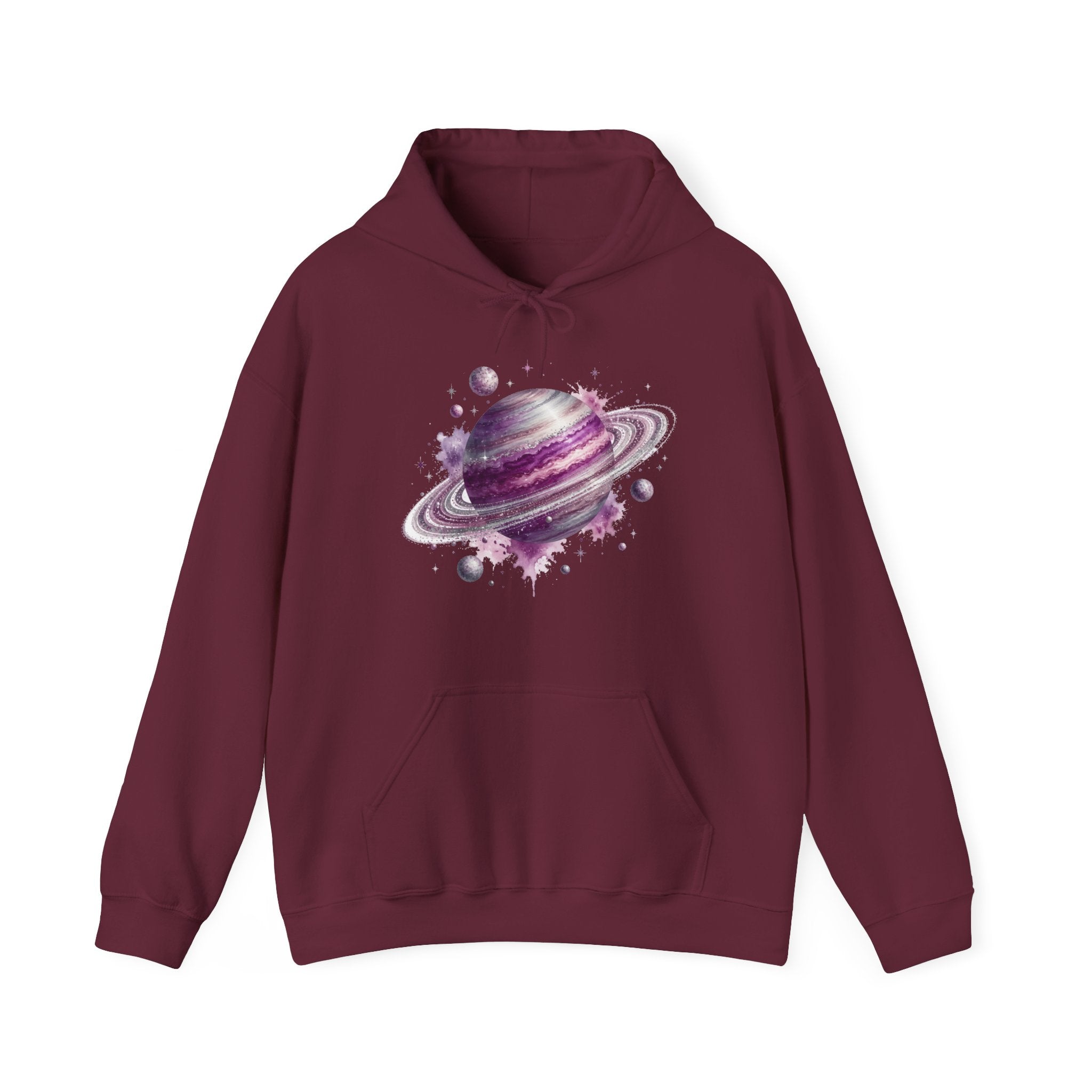 Matching Couple Sweatshirt - Astronaut & Planet Matching Couple Hooded Sweatshirt Watercolor Art His Hers Engagement Gift - Design B