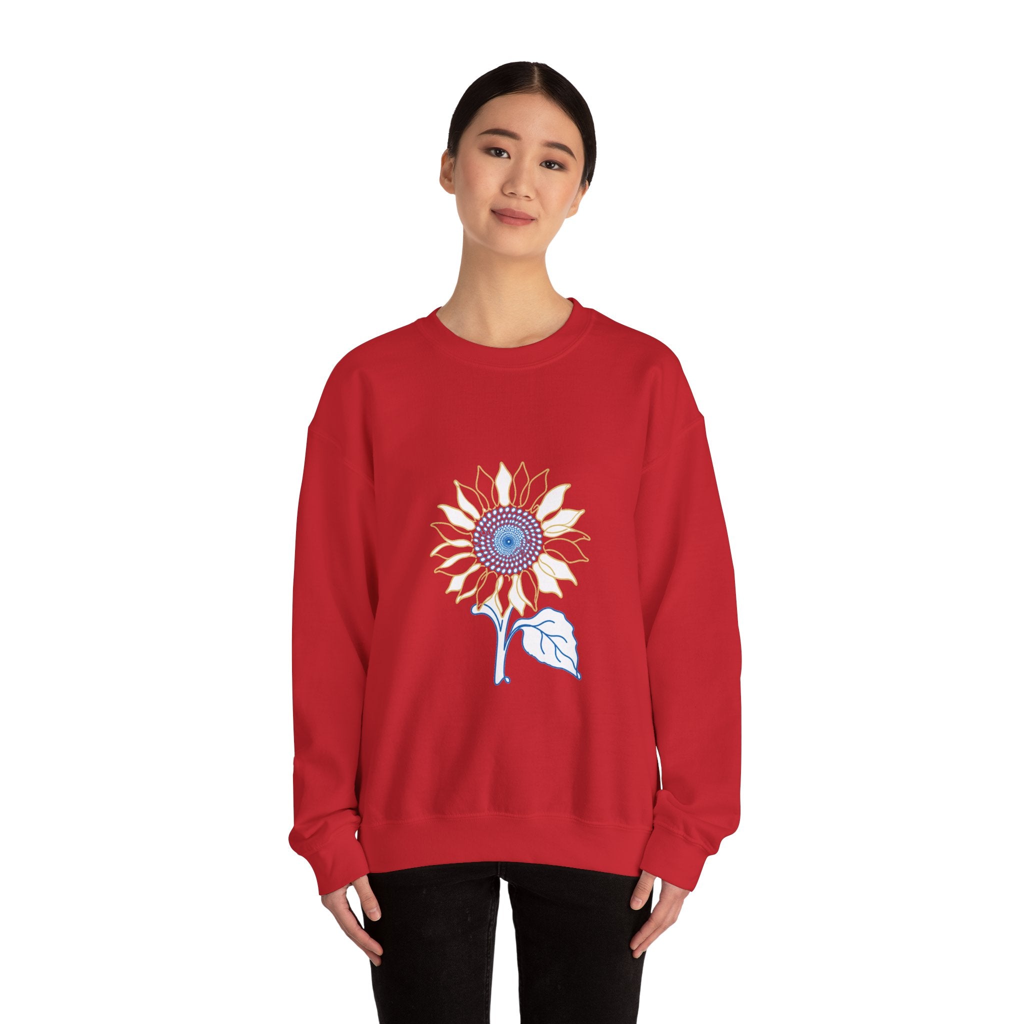 Matching Couple Sweatshirt - Sunflower & Moonflower Matching Couple Crewneck Sweatshirt Minimalist Art His Hers Valentine Gift - Design A