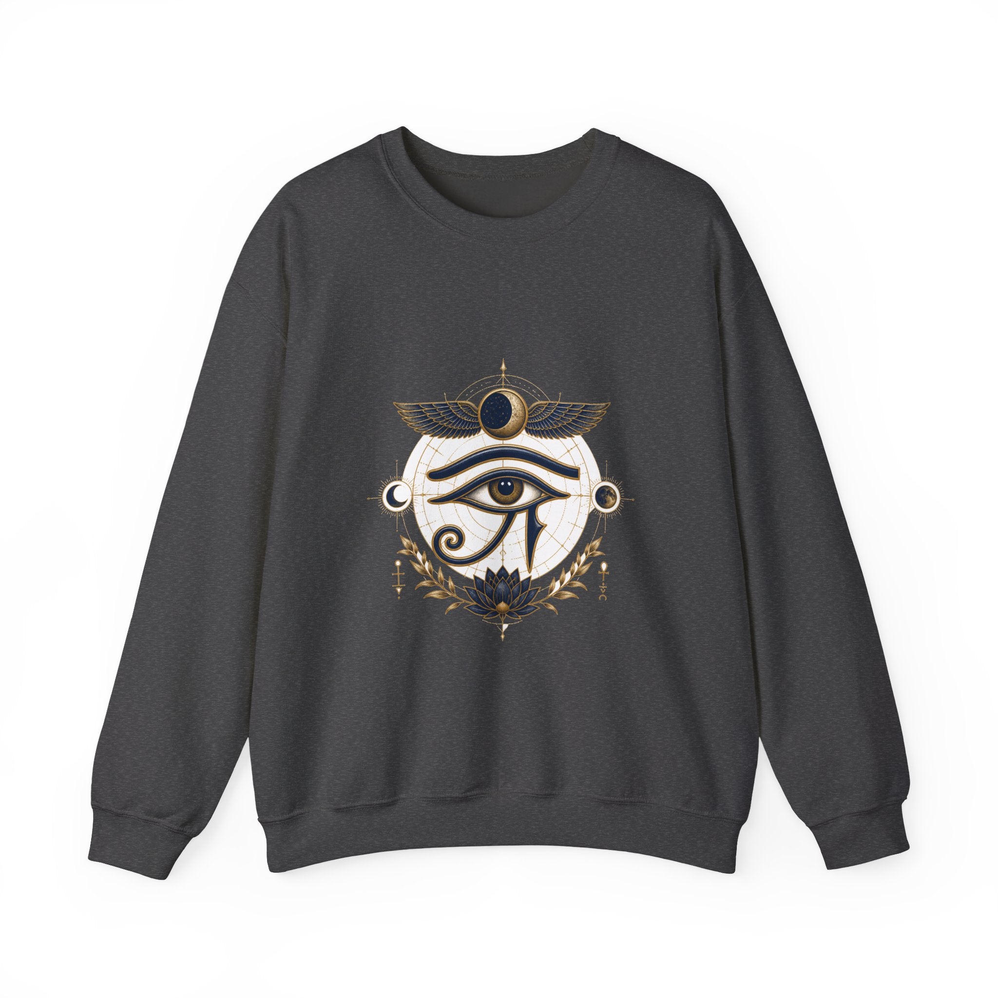 Matching Couple Sweatshirt - Eye of Ra & Horus Matching Couple Crewneck Sweatshirt Vintage Art His Hers Wedding Gift - Design B