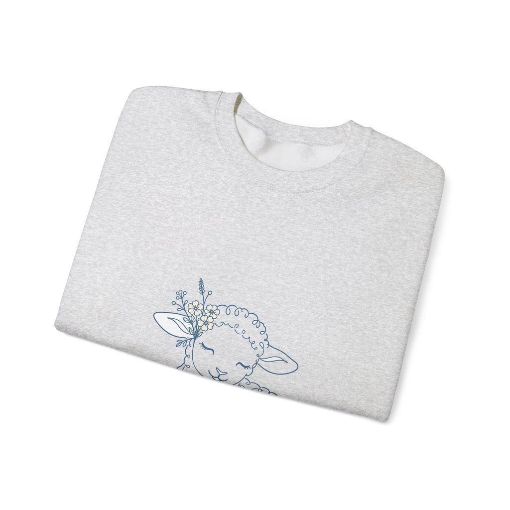 Matching Couple Sweatshirt - Lion & Lamb Matching Couple Crewneck Sweatshirt Minimalist Art His Hers Valentine Gift - Design B