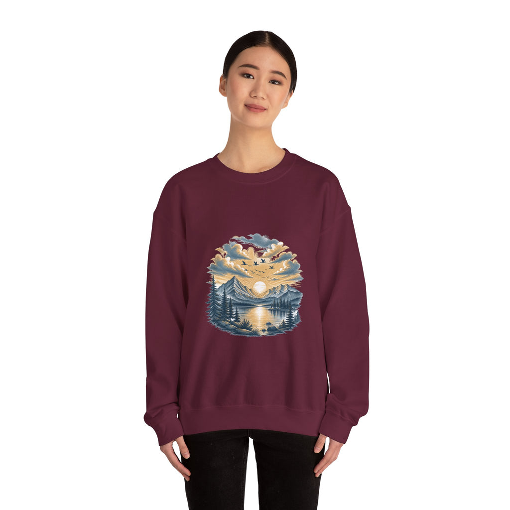 Matching Couple Sweatshirt - Sunrise & Sunset Matching Couple Comfort Colors Crew Hand-Drawn Art His Hers Anniversary Gift - Design B