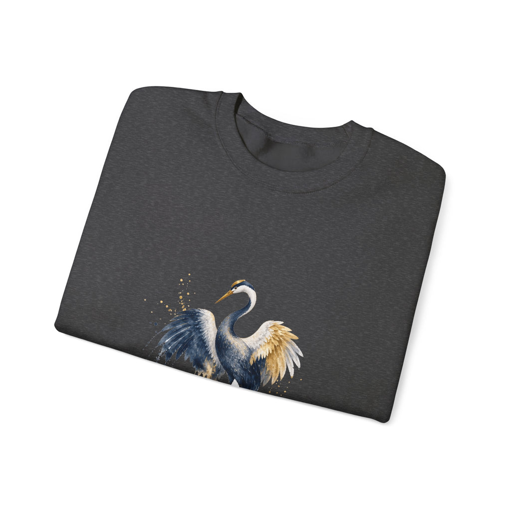 Matching Couple Sweatshirt - Tiger & Crane Matching Couple Crewneck Sweatshirt Watercolor Art His Hers Engagement Gift - Design B