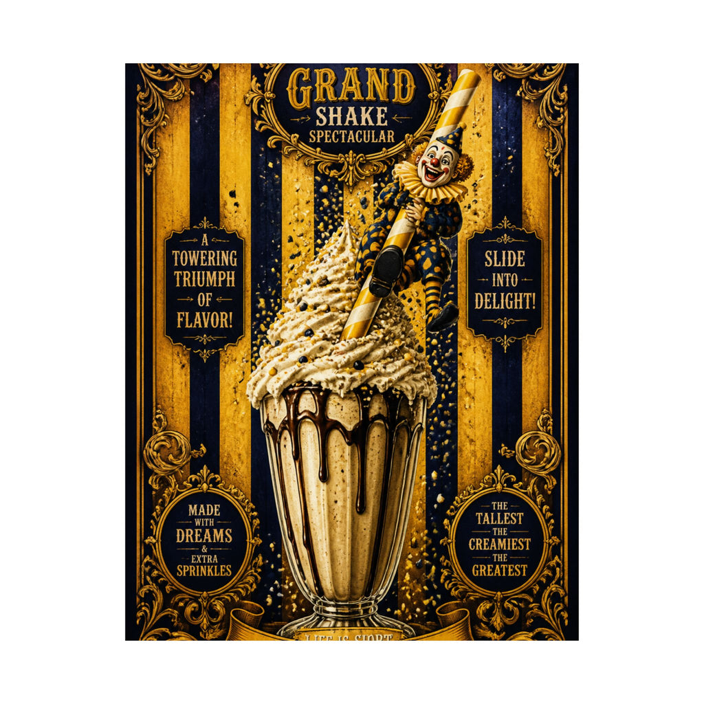 Milkshake Slide Clown Wall Art Poster 24×36 Baroque Studio Decor Maximalist Print