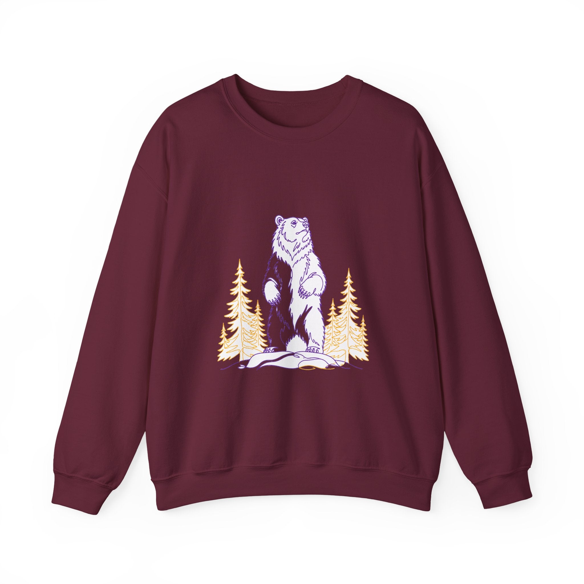Matching Couple Sweatshirt - Bear & Deer Matching Couple Crewneck Sweatshirt Minimalist Art His Hers Valentine Gift - Design A