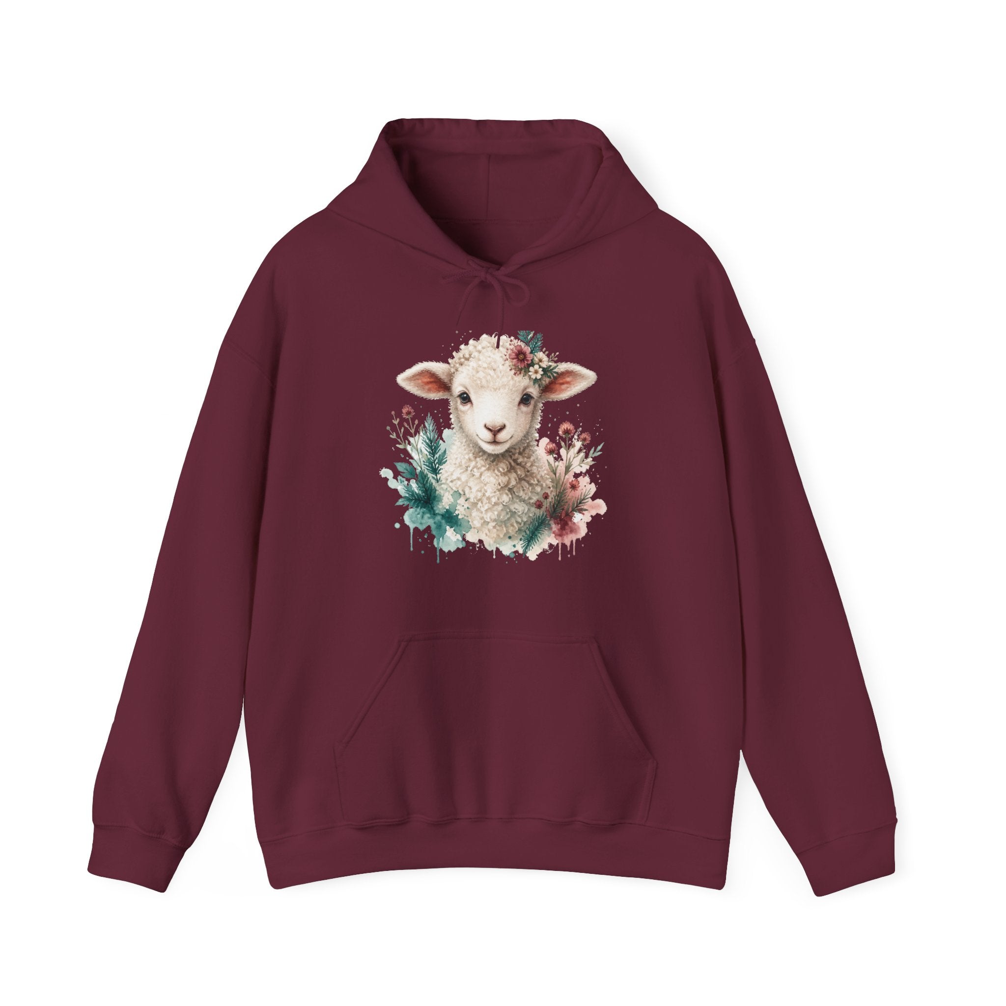 Matching Couple Sweatshirt - Lion & Lamb Matching Couple Hooded Sweatshirt Watercolor Art His Hers Engagement Gift - Design B