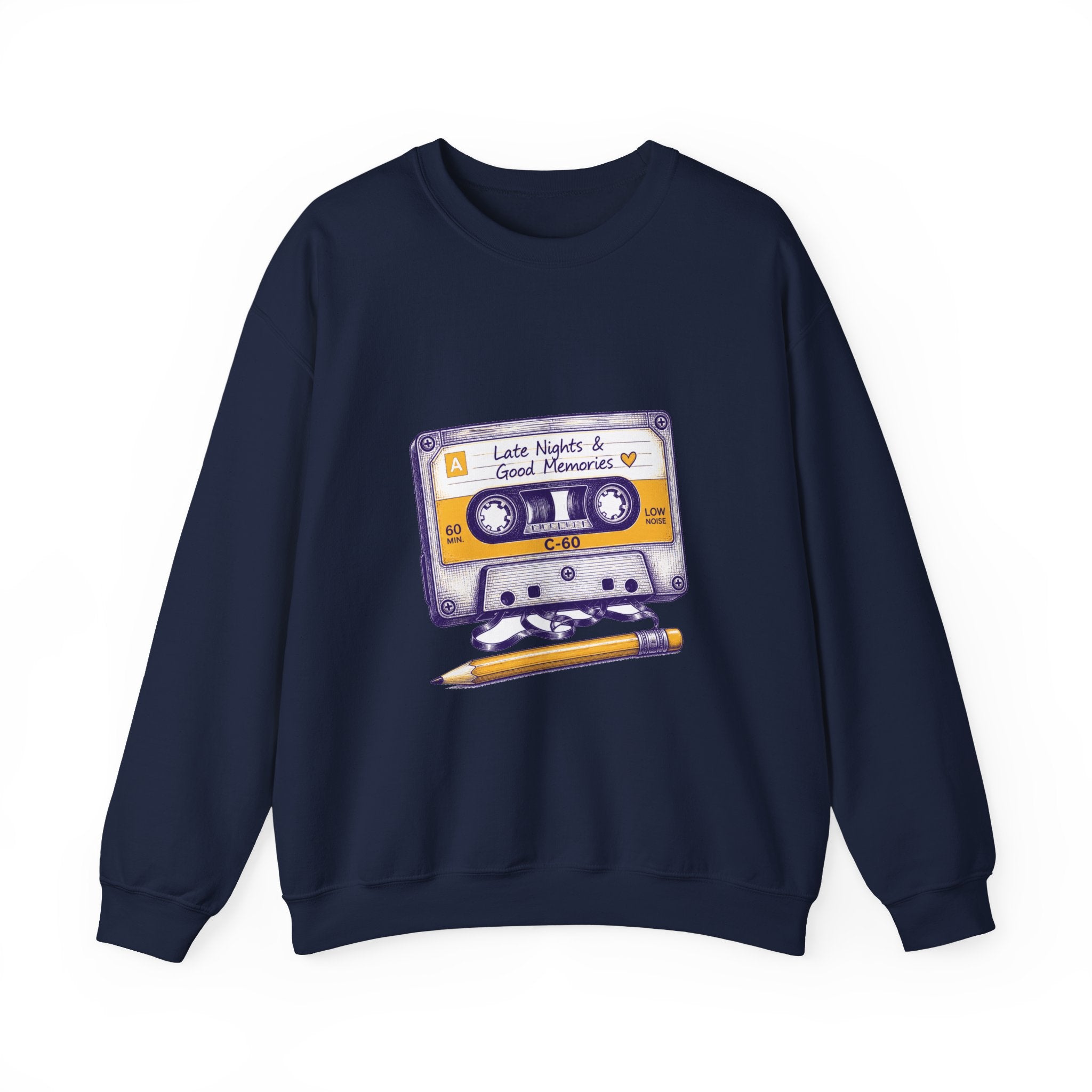 Matching Couple Sweatshirt - Vinyl & Cassette Matching Couple Premium Fleece Sweatshirt Hand-Drawn Art His Hers Anniversary Gift - Design B