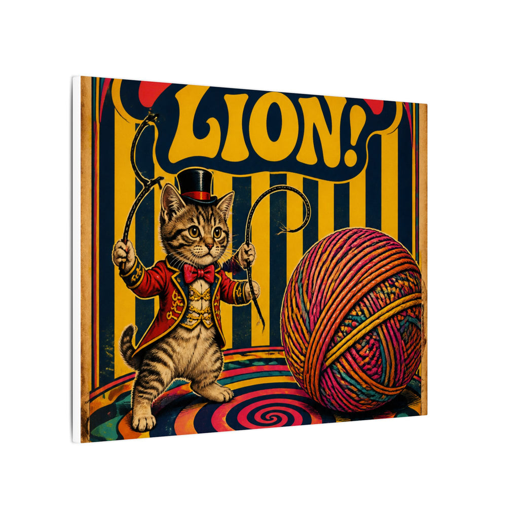 Cat Lion Tamer Wall Art Canvas 24×36 Psychedelic Dining Room Decor Maximalist Print