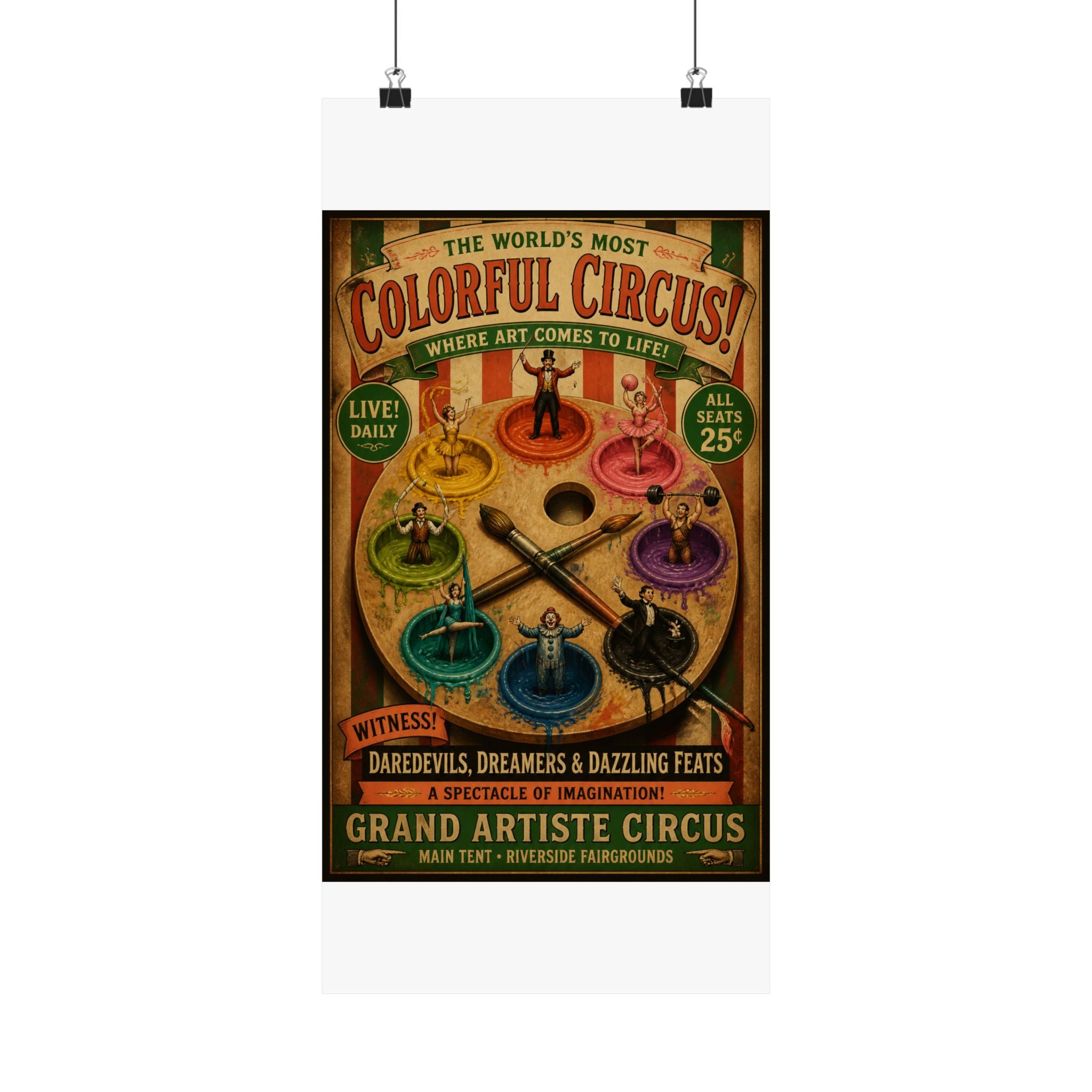 Paint Palette Stage Wall Art Poster 18×24 Vintage Circus Kitchen Decor Maximalist Print