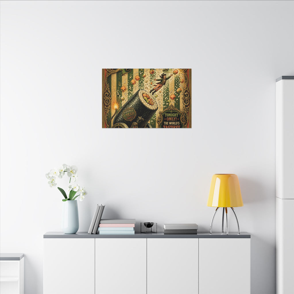 Sushi Roll Cannon Wall Art Canvas 16×20 Baroque Home Office Decor Maximalist Print