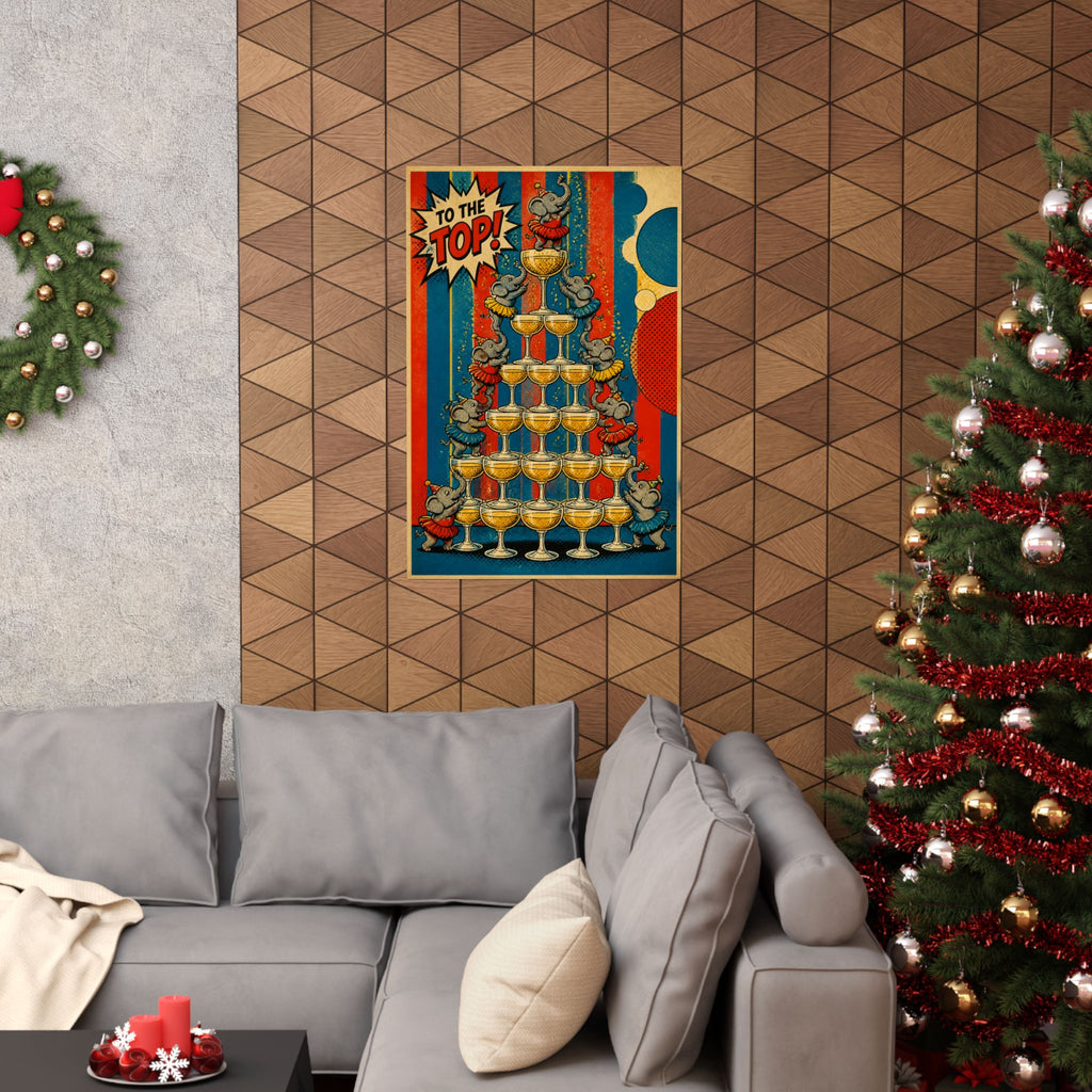 Champagne Tower Elephants Wall Art Poster 24×36 Pop Art Restaurant Decor Maximalist Print