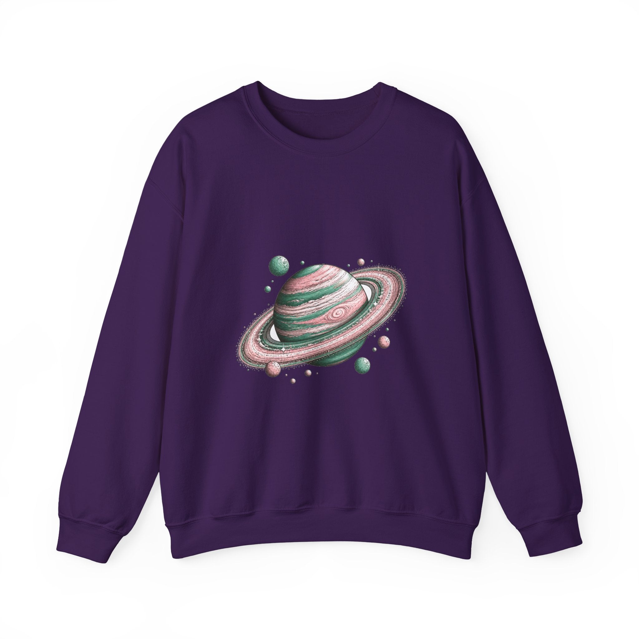 Matching Couple Sweatshirt - Astronaut & Planet Matching Couple Premium Fleece Sweatshirt Hand-Drawn Art His Hers Anniversary Gift - Design B