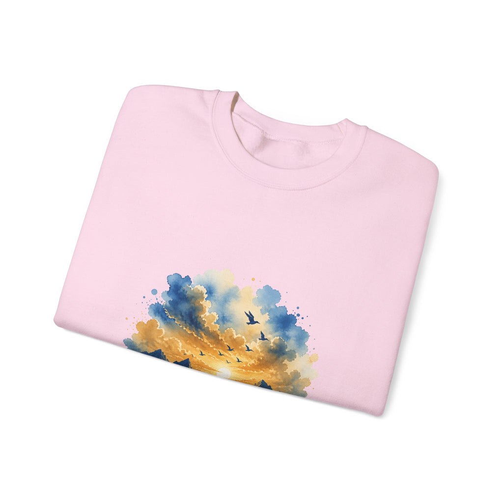 Matching Couple Sweatshirt - Sunrise & Sunset Matching Couple Crewneck Sweatshirt Watercolor Art His Hers Engagement Gift - Design B