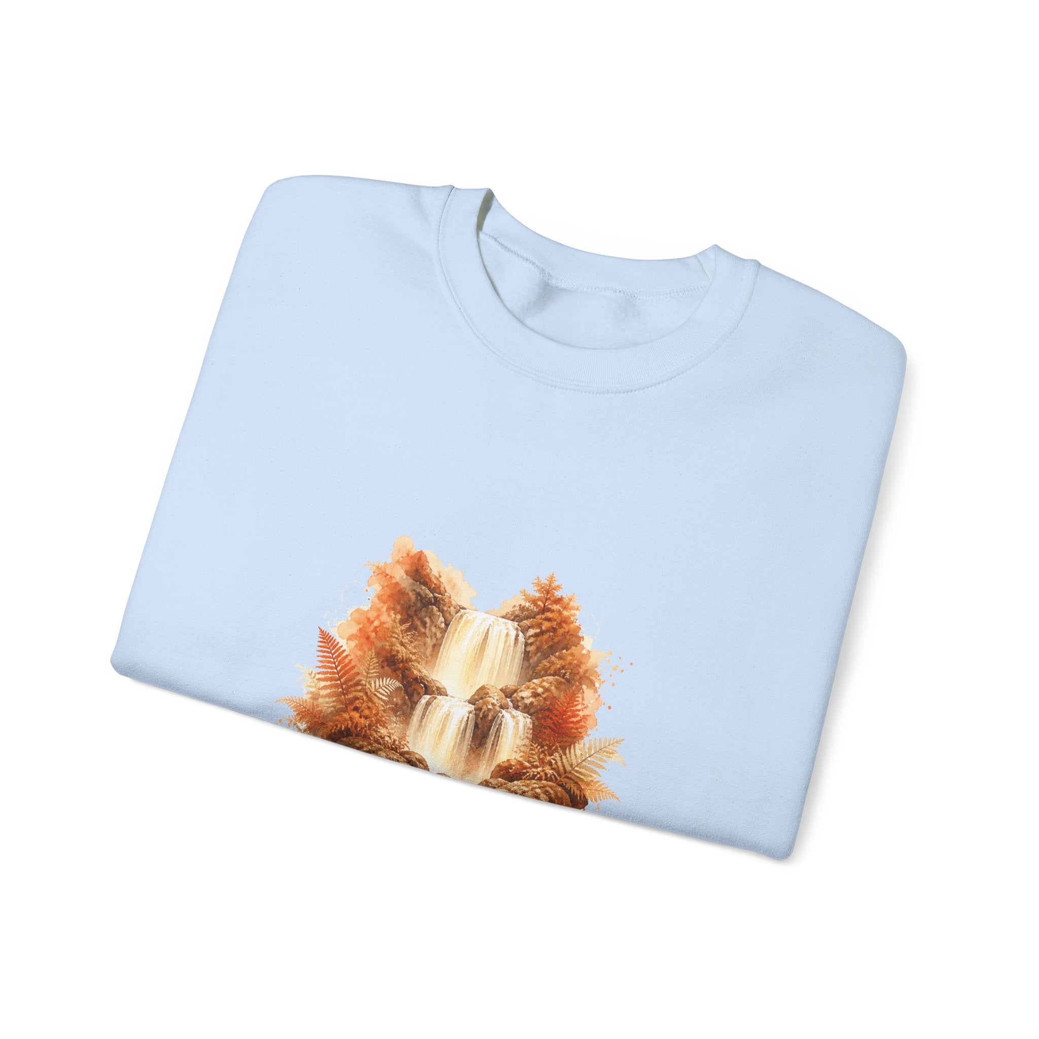 Matching Couple Sweatshirt - Wildfire & Waterfall Matching Couple Comfort Colors Crew Watercolor Art His Hers Birthday Gift - Design B