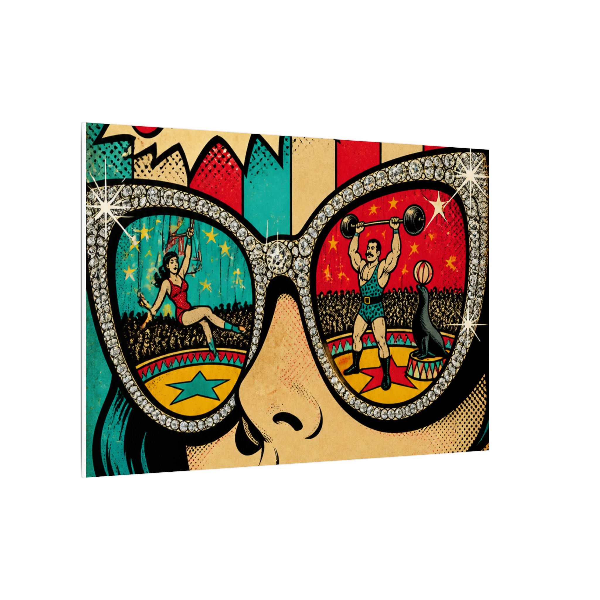 Sunglasses Circus Ring Wall Art Canvas 24×36 Pop Art Restaurant Decor Maximalist Print