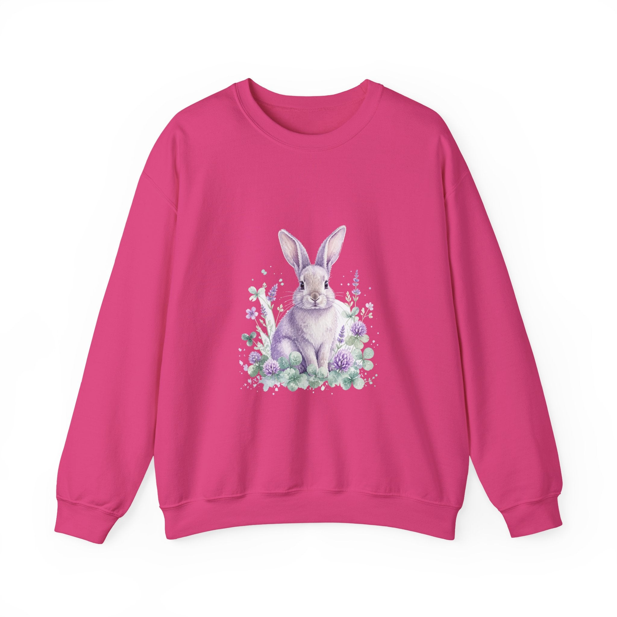 Matching Couple Sweatshirt - Fox & Rabbit Matching Couple Crewneck Sweatshirt Watercolor Art His Hers Engagement Gift - Design B