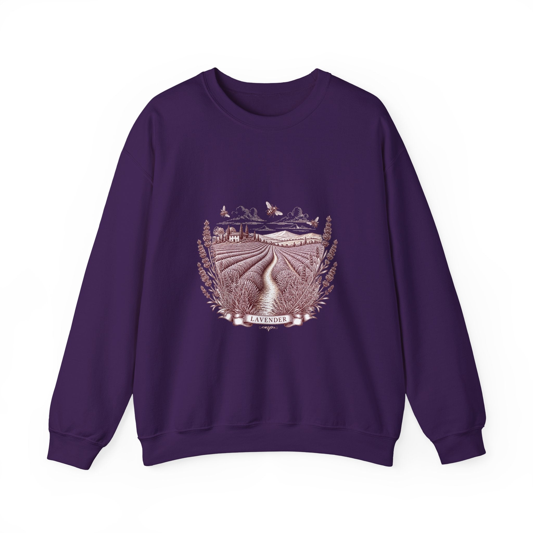 Matching Couple Sweatshirt - Lavender Fields & Canyon Matching Couple Crewneck Sweatshirt Vintage Art His Hers Wedding Gift - Design A