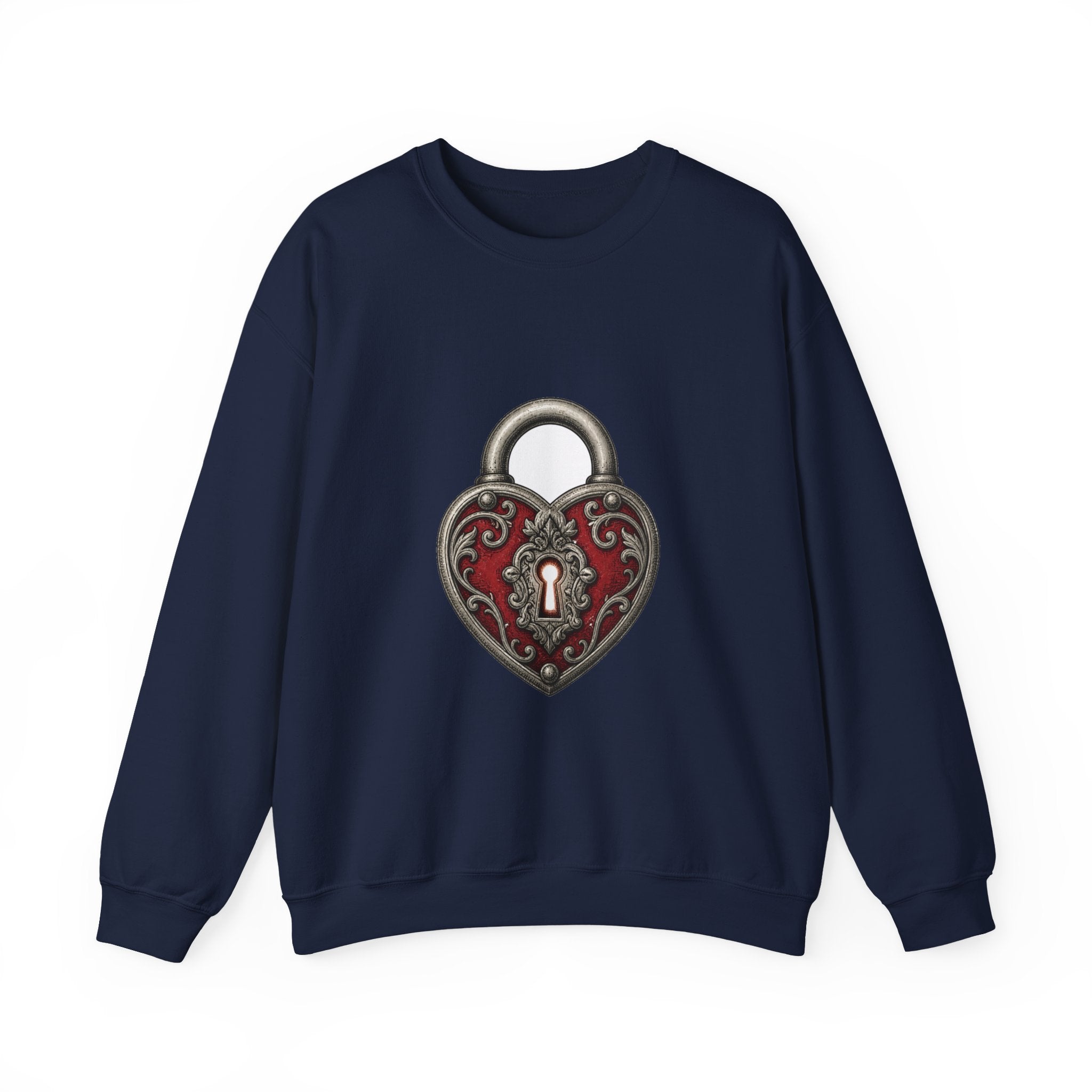 Matching Couple Sweatshirt - Key & Lock Matching Couple Comfort Colors Crew Hand-Drawn Art His Hers Anniversary Gift - Design B
