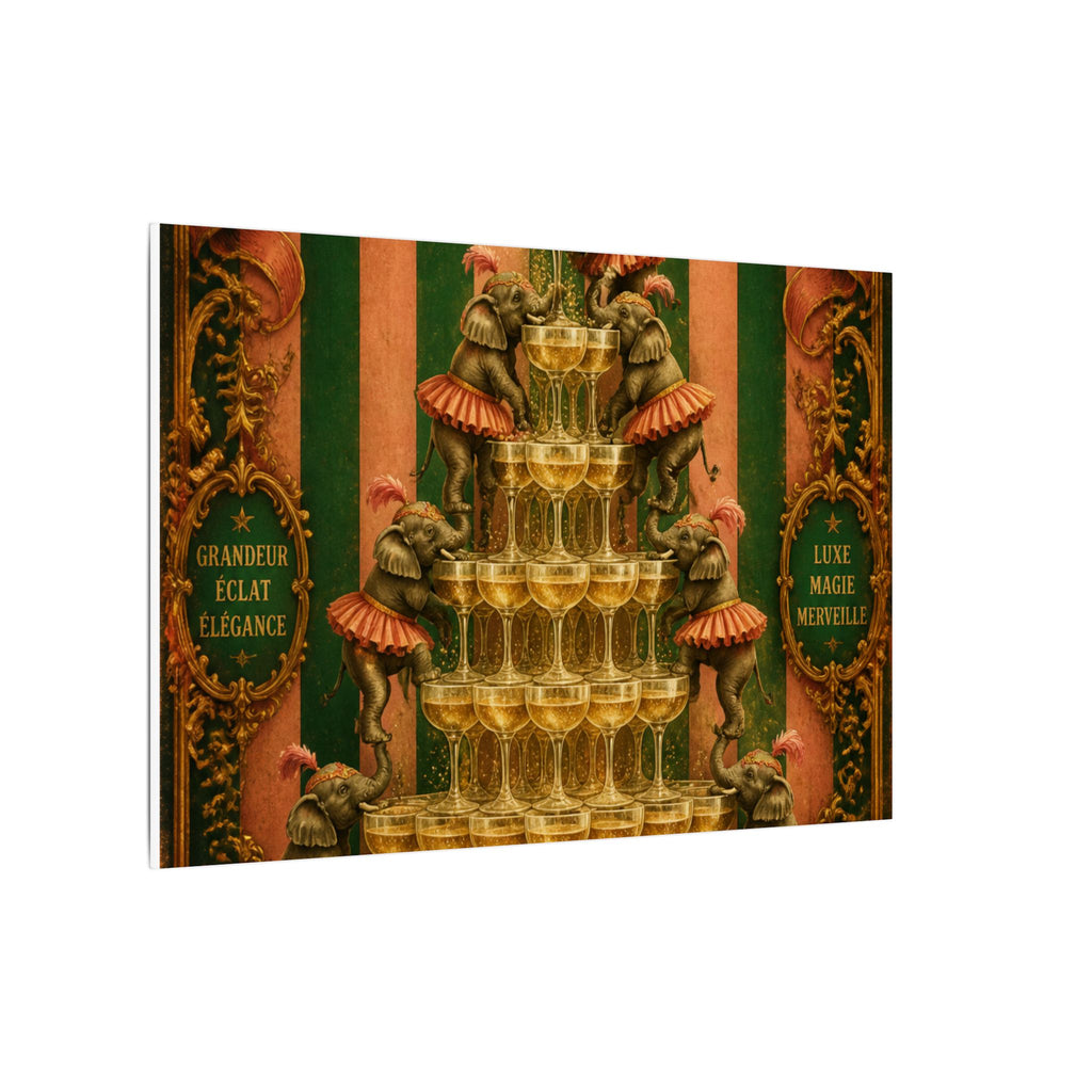 Champagne Tower Elephants Wall Art Canvas 16×20 Baroque Home Office Decor Maximalist Print