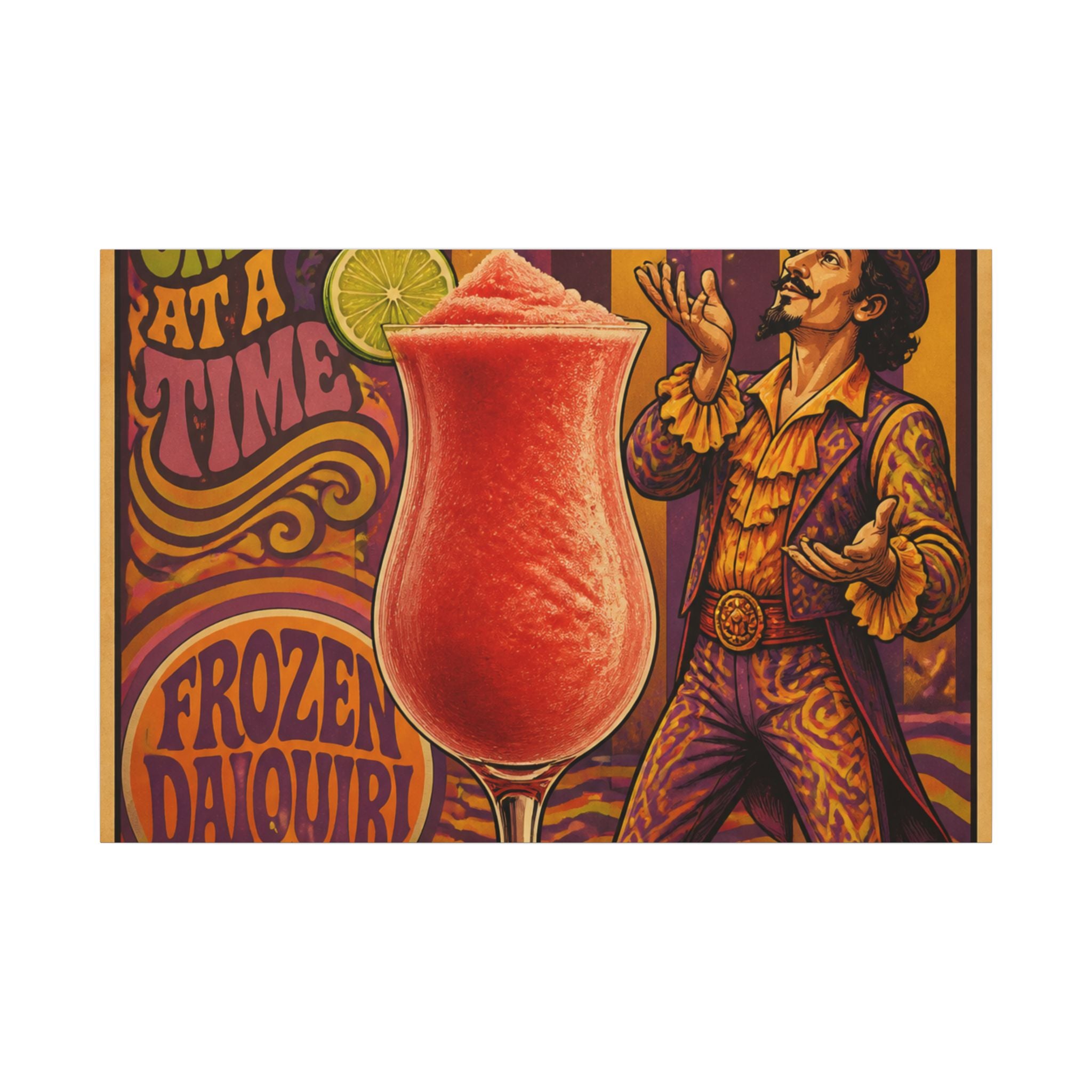 Daiquiri Fruit Juggler Wall Art Canvas 24×36 Psychedelic Dining Room Decor Maximalist Print