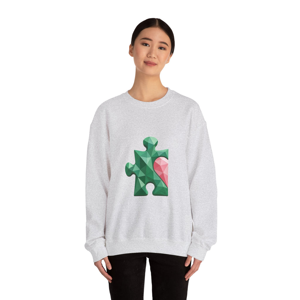 Matching Couple Sweatshirt - Puzzle Pieces Matching Couple Crewneck Sweatshirt Geometric Art His Hers Couple Gift - Design A