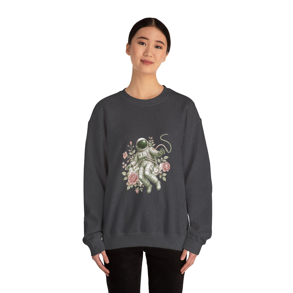 Matching Couple Sweatshirt - Astronaut & Planet Matching Couple Premium Fleece Sweatshirt Vintage Art His Hers Honeymoon Gift - Design A