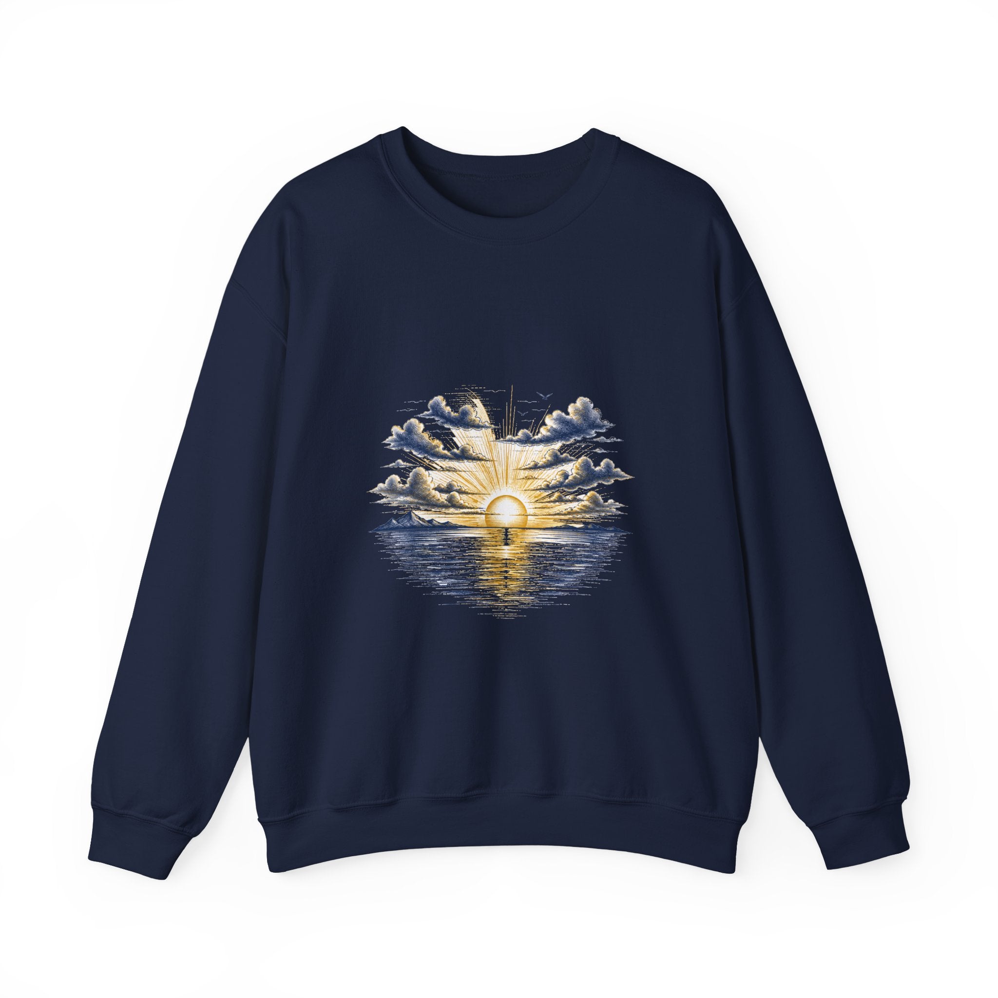 Matching Couple Sweatshirt - Sunrise & Sunset Matching Couple Premium Fleece Sweatshirt Hand-Drawn Art His Hers Anniversary Gift - Design A