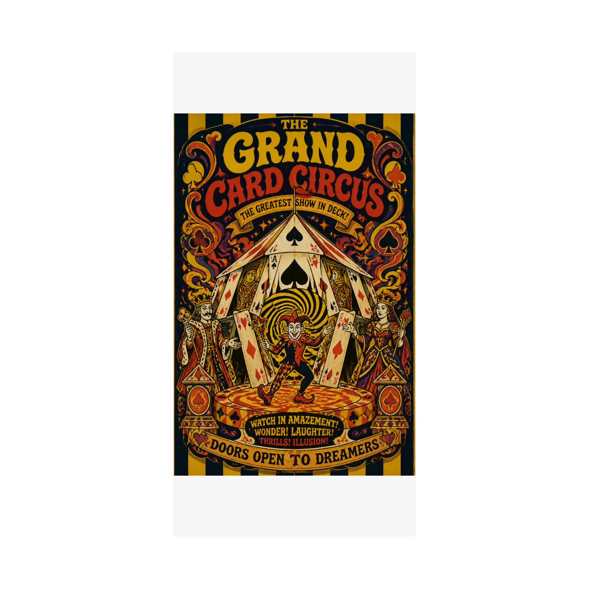 Playing Cards Tent Wall Art Poster 24×36 Psychedelic Dining Room Decor Maximalist Print