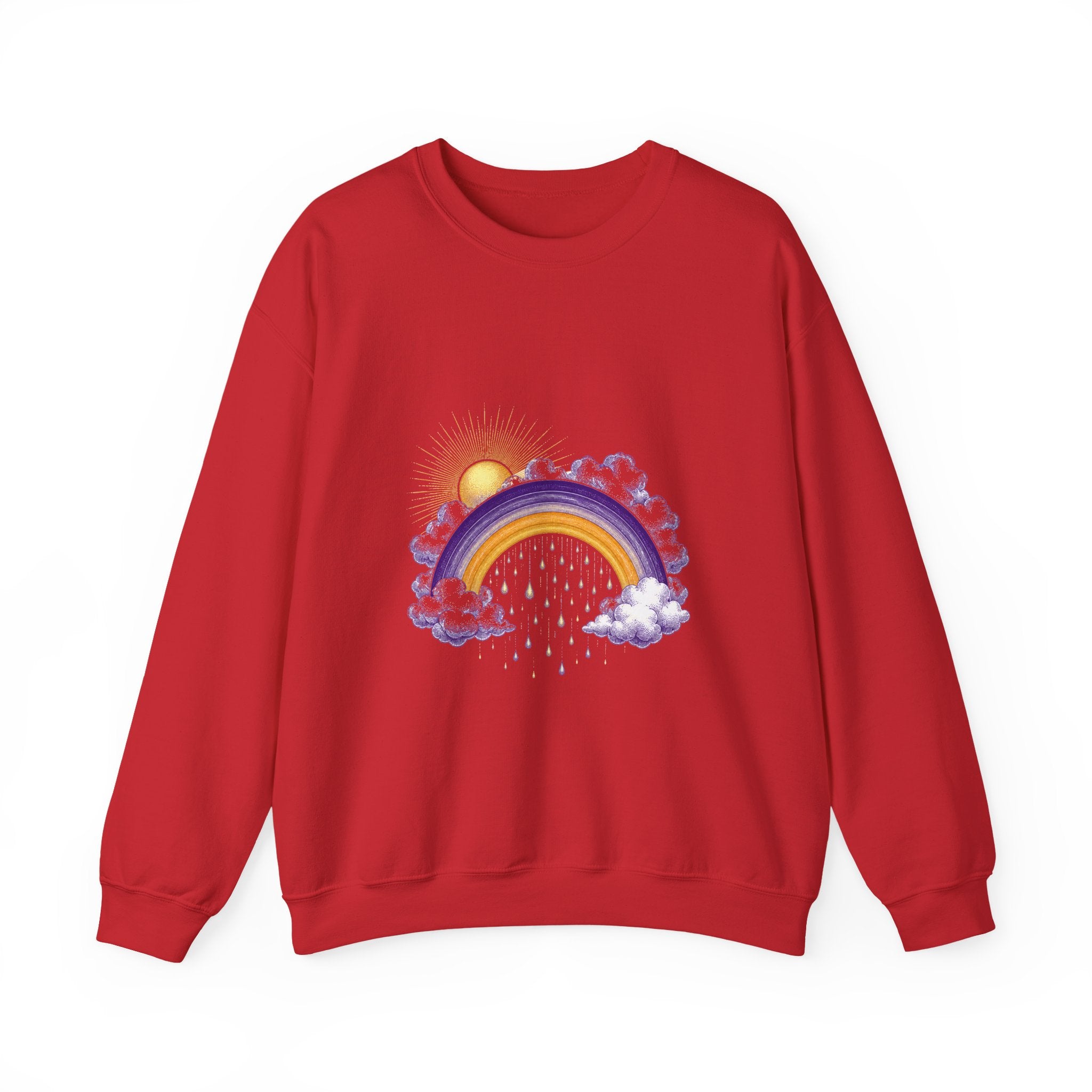 Matching Couple Sweatshirt - Storm & Rainbow Matching Couple Premium Fleece Sweatshirt Vintage Art His Hers Honeymoon Gift - Design B
