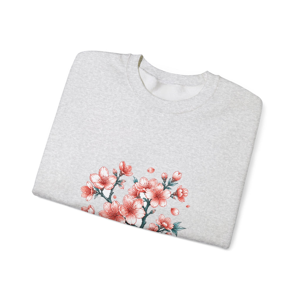 Matching Couple Sweatshirt - Cherry Blossom & Maple Leaf Matching Couple Premium Fleece Sweatshirt Hand-Drawn Art His Hers Anniversary Gift - Design A