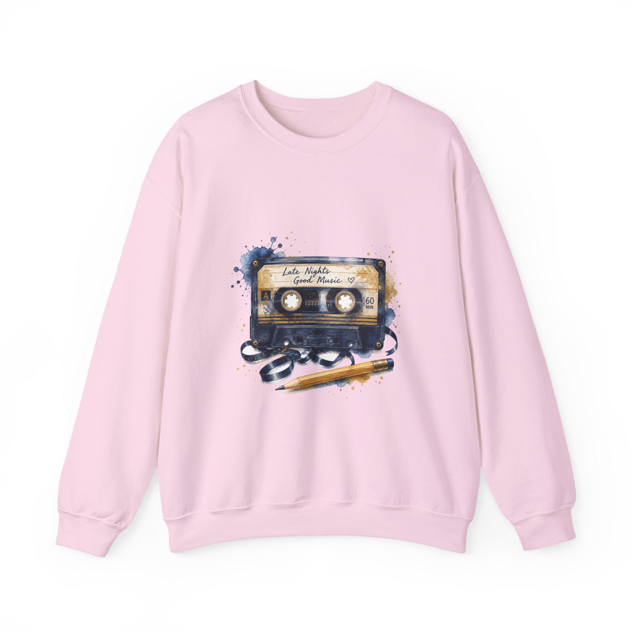 Matching Couple Sweatshirt - Vinyl & Cassette Matching Couple Crewneck Sweatshirt Watercolor Art His Hers Engagement Gift - Design B