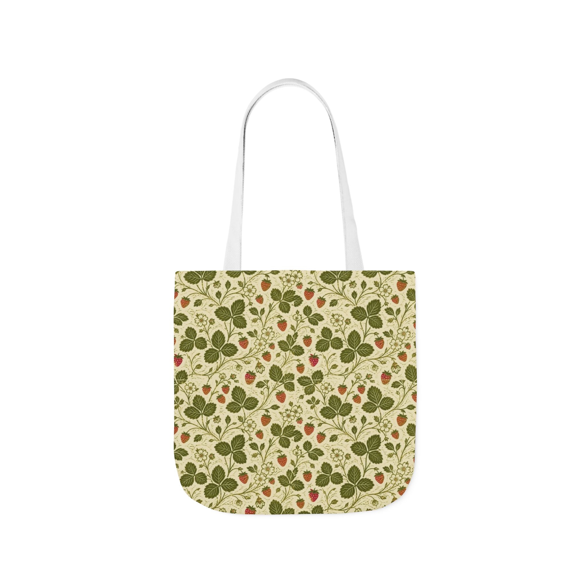Wild Strawberries Canvas Tote Bag Mediterranean Kitchen Linocut Design Italian Cottagecore Gift