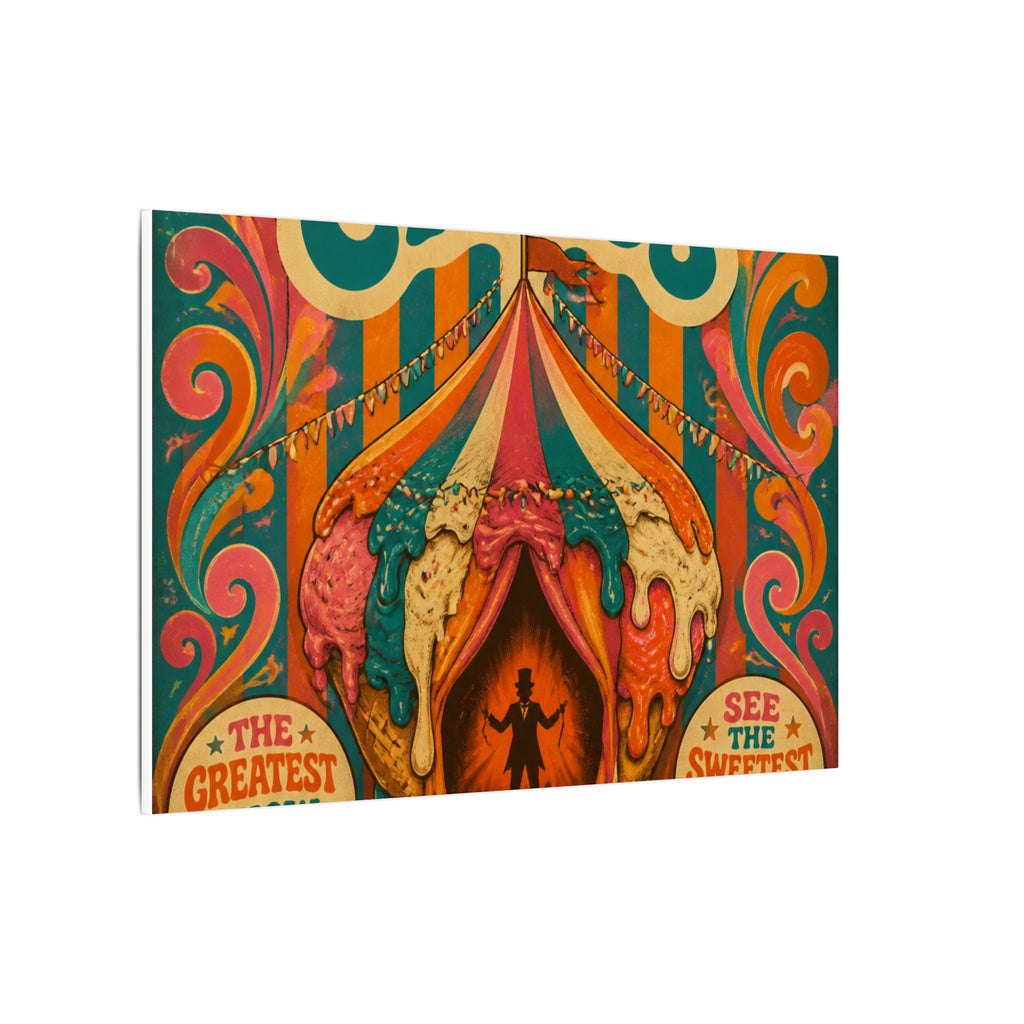 Ice Cream Cone Circus Tent Wall Art Canvas 24×36 Psychedelic Dining Room Decor Maximalist Print