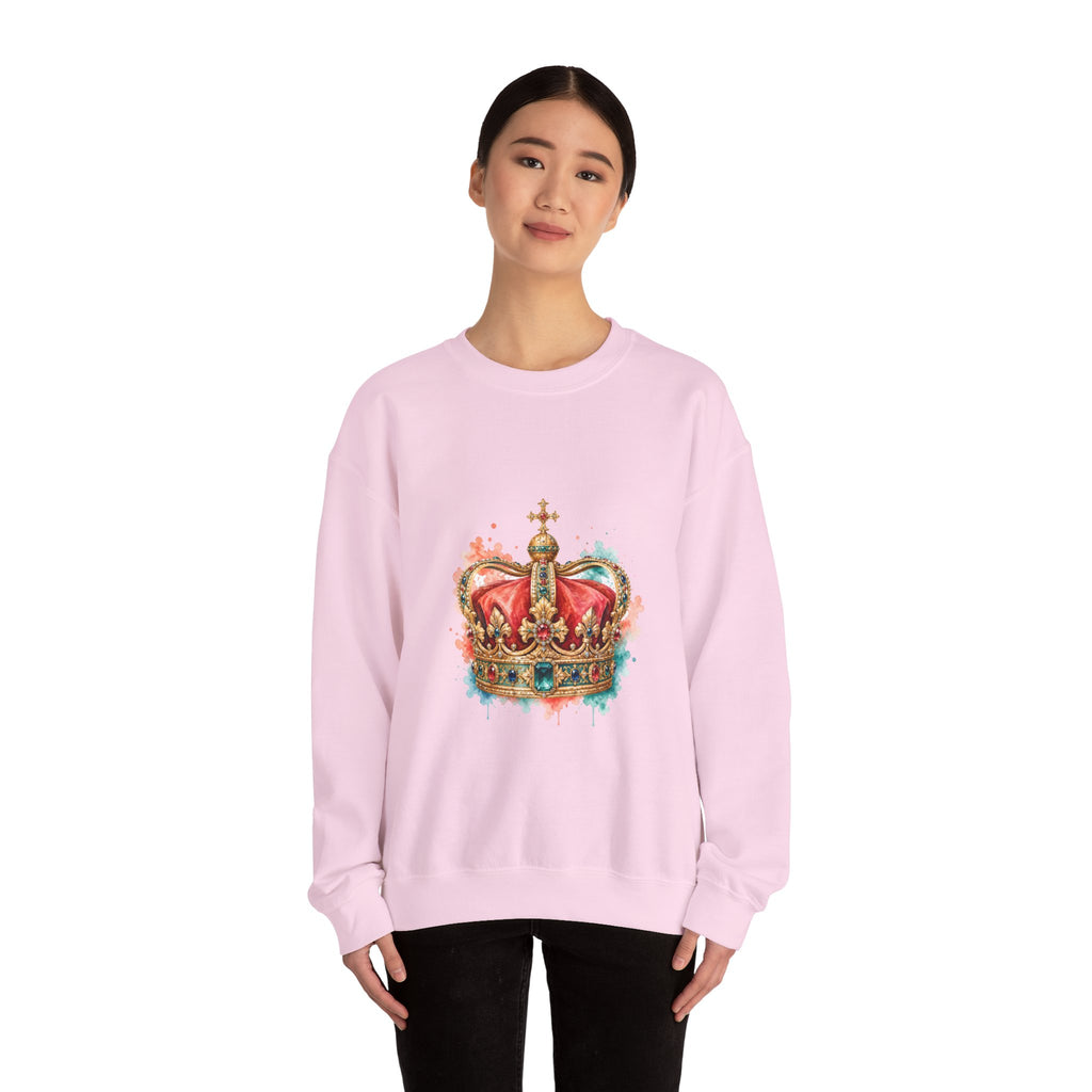 Matching Couple Sweatshirt - Crown & Shield Matching Couple Comfort Colors Crew Watercolor Art His Hers Birthday Gift - Design A