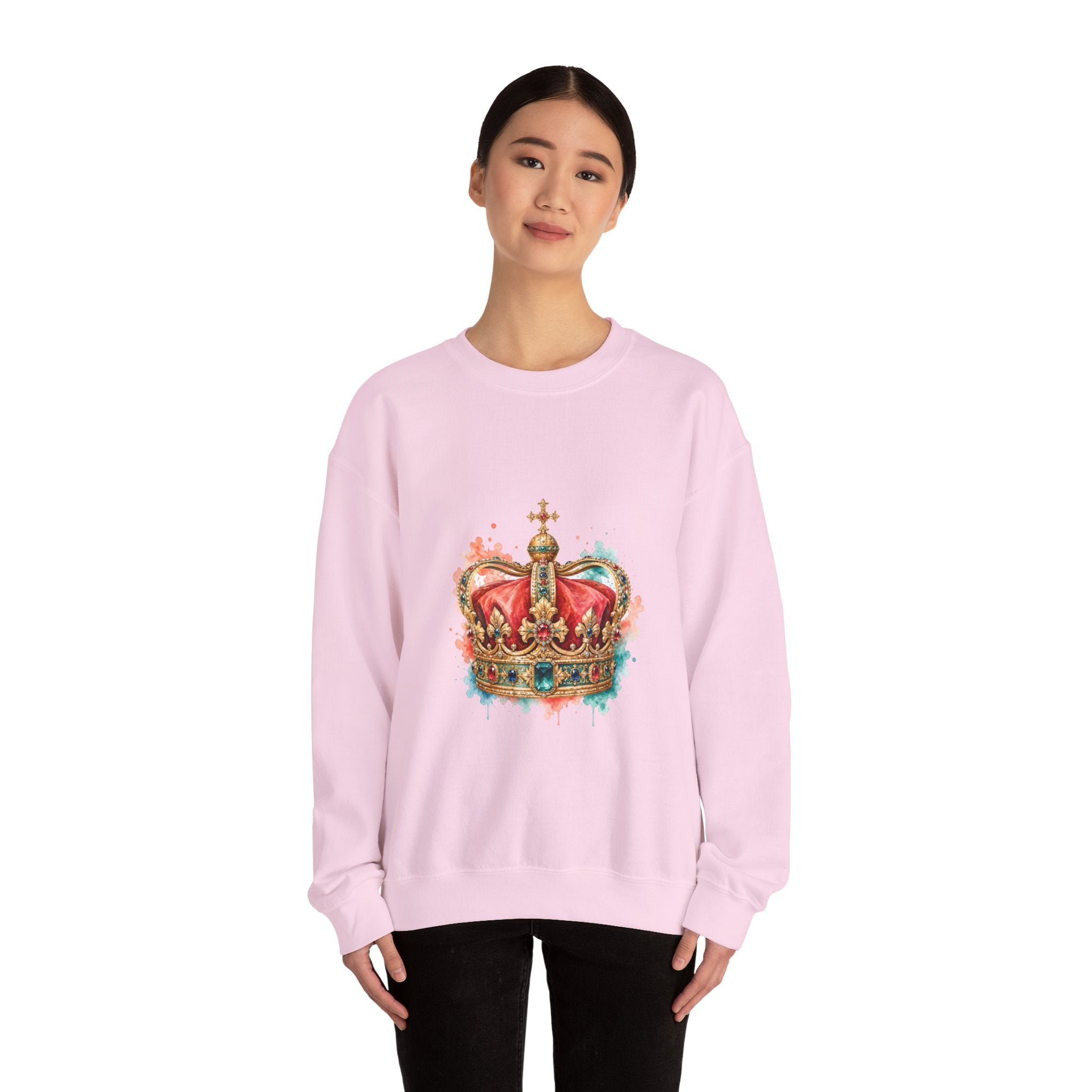 Matching Couple Sweatshirt - Crown & Shield Matching Couple Comfort Colors Crew Watercolor Art His Hers Birthday Gift - Design A