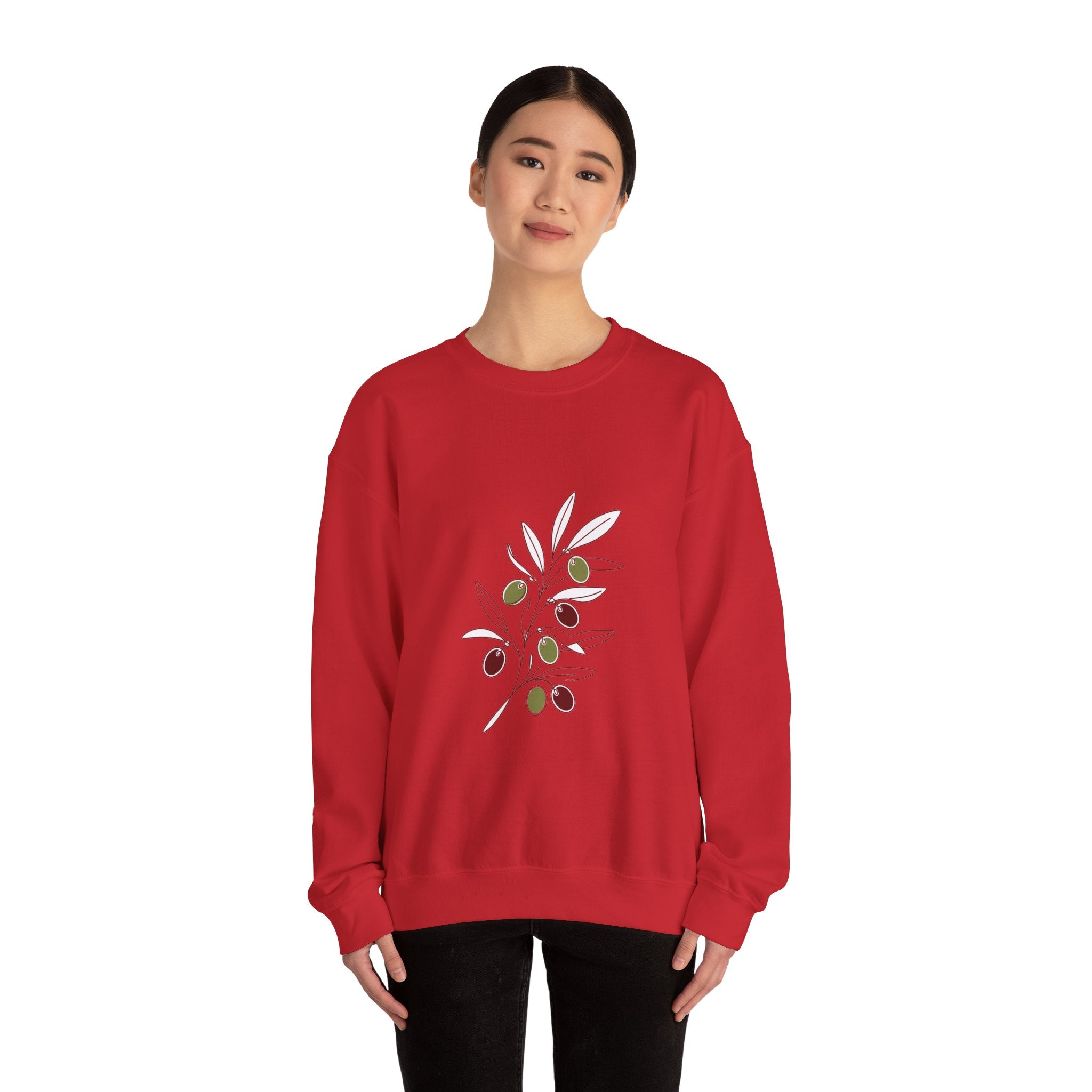 Matching Couple Sweatshirt - Olive Branch & Fig Matching Couple Crewneck Sweatshirt Minimalist Art His Hers Valentine Gift - Design A