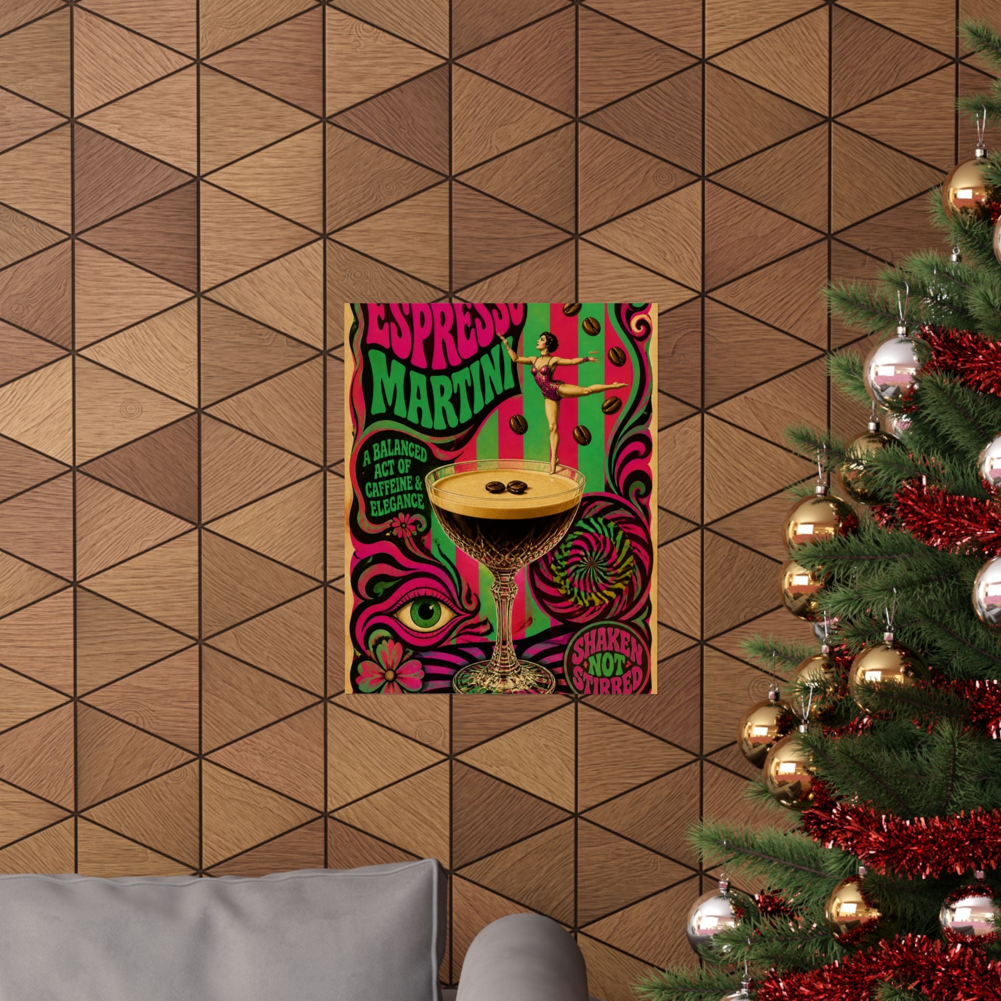 Espresso Martini Acrobat Wall Art Poster 18×24 Psychedelic Cafe Decor Maximalist Print