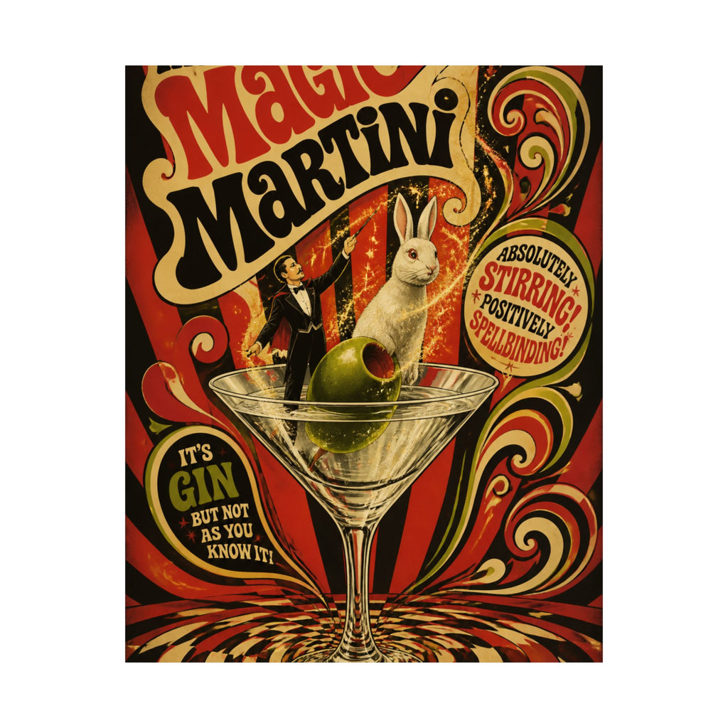 Martini Magician Wall Art Poster 18×24 Psychedelic Cafe Decor Maximalist Print