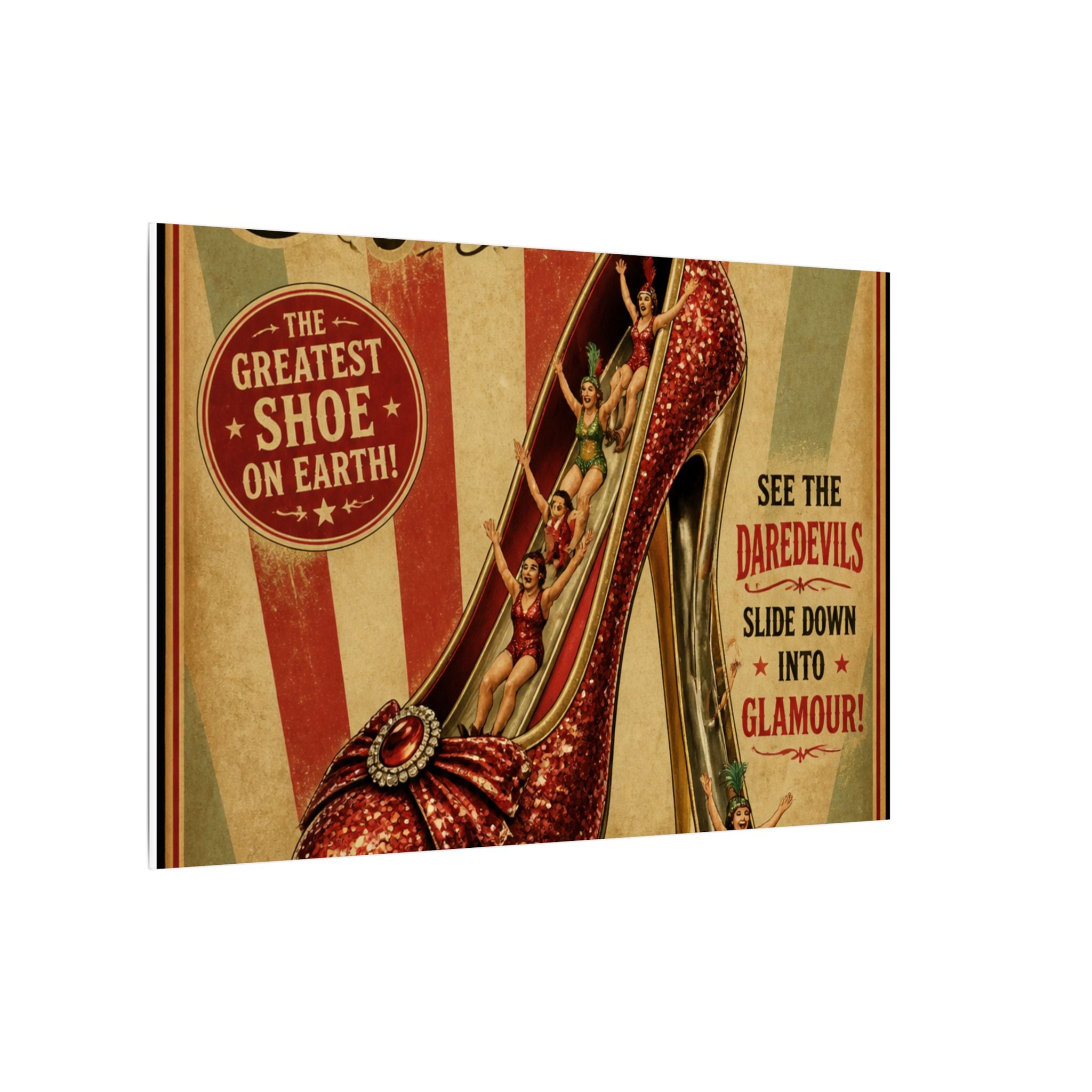 High Heel Slide Wall Art Canvas 24×36 Vintage Circus Bedroom Decor Maximalist Print