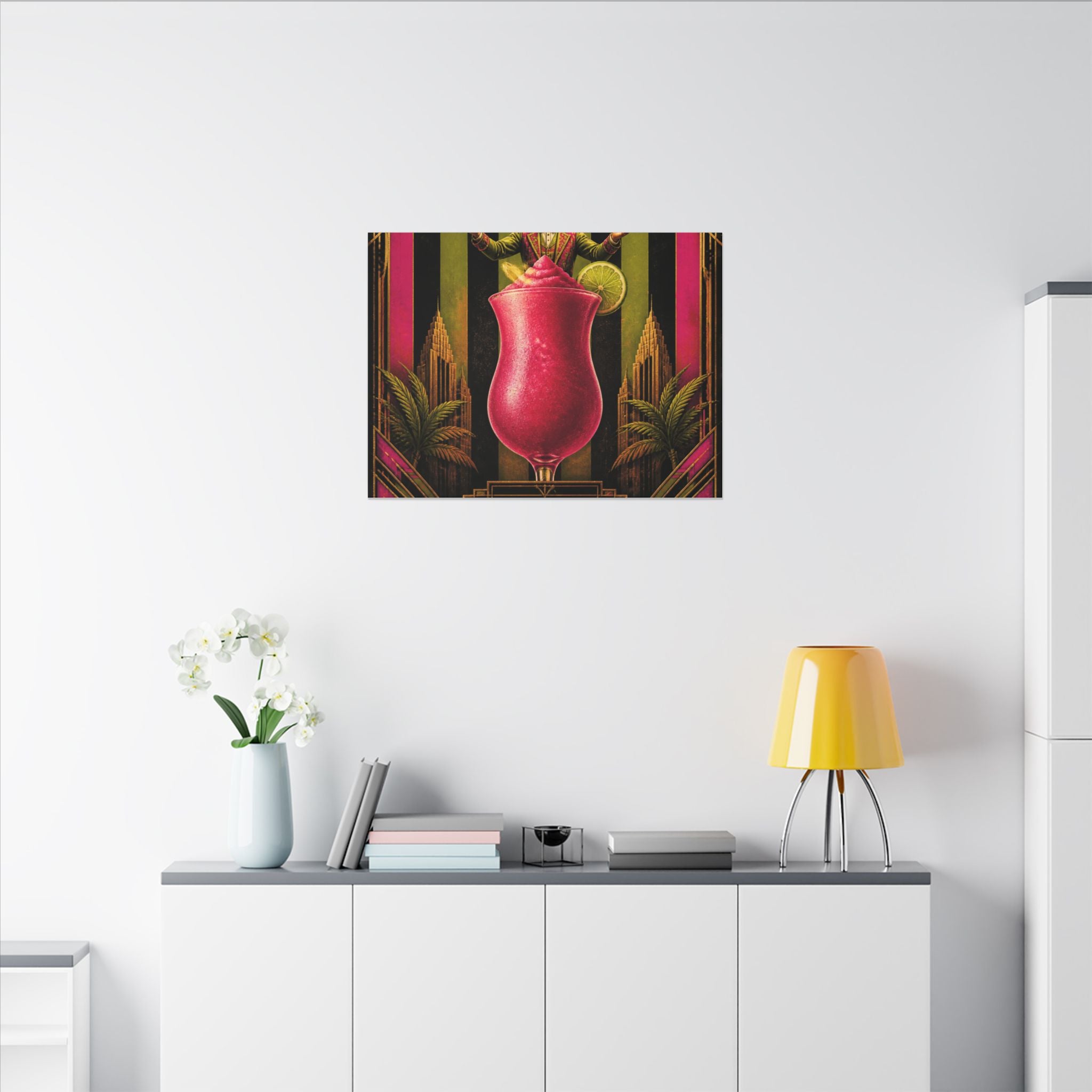 Daiquiri Fruit Juggler Wall Art Canvas 16×20 Art Deco Entryway Decor Maximalist Print