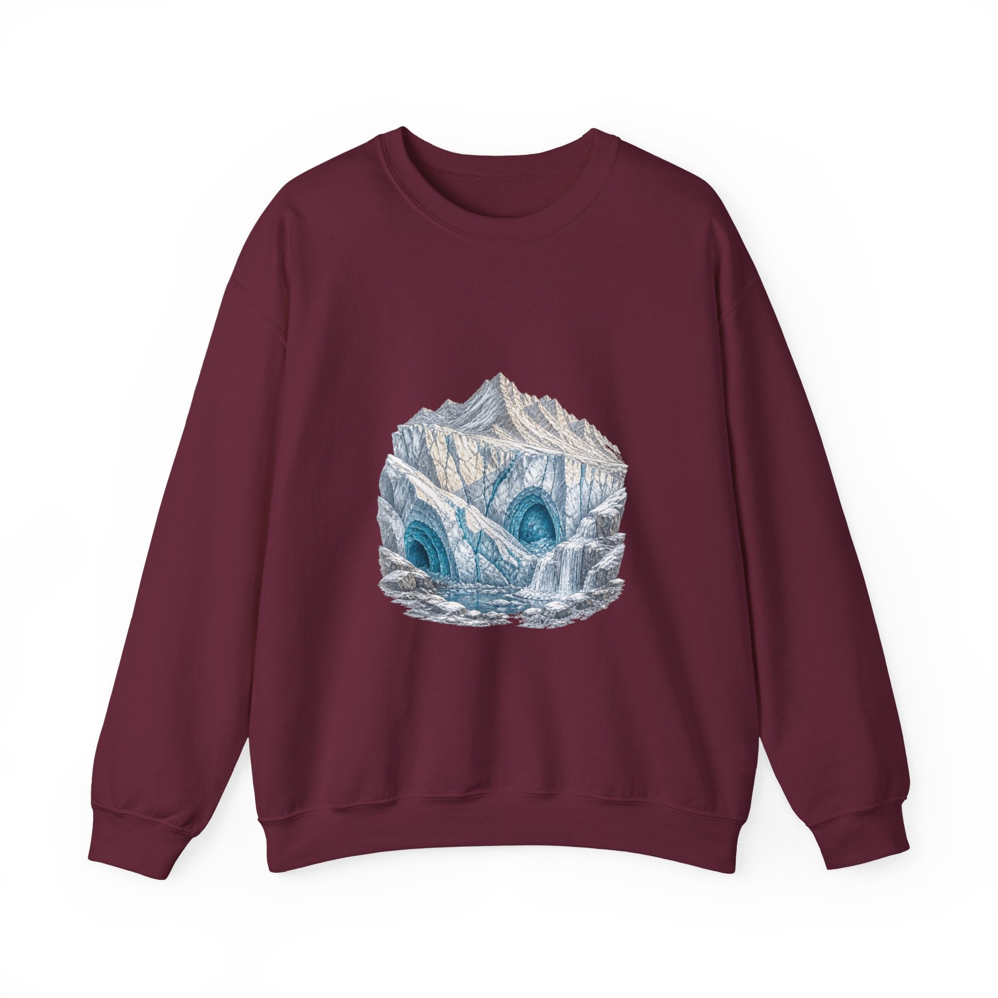 Matching Couple Sweatshirt - Volcano & Glacier Matching Couple Comfort Colors Crew Hand-Drawn Art His Hers Anniversary Gift - Design B