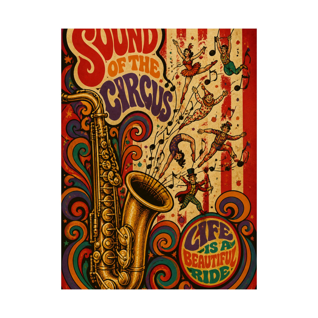 Saxophone Music Circus Wall Art Poster 18×24 Psychedelic Cafe Decor Maximalist Print