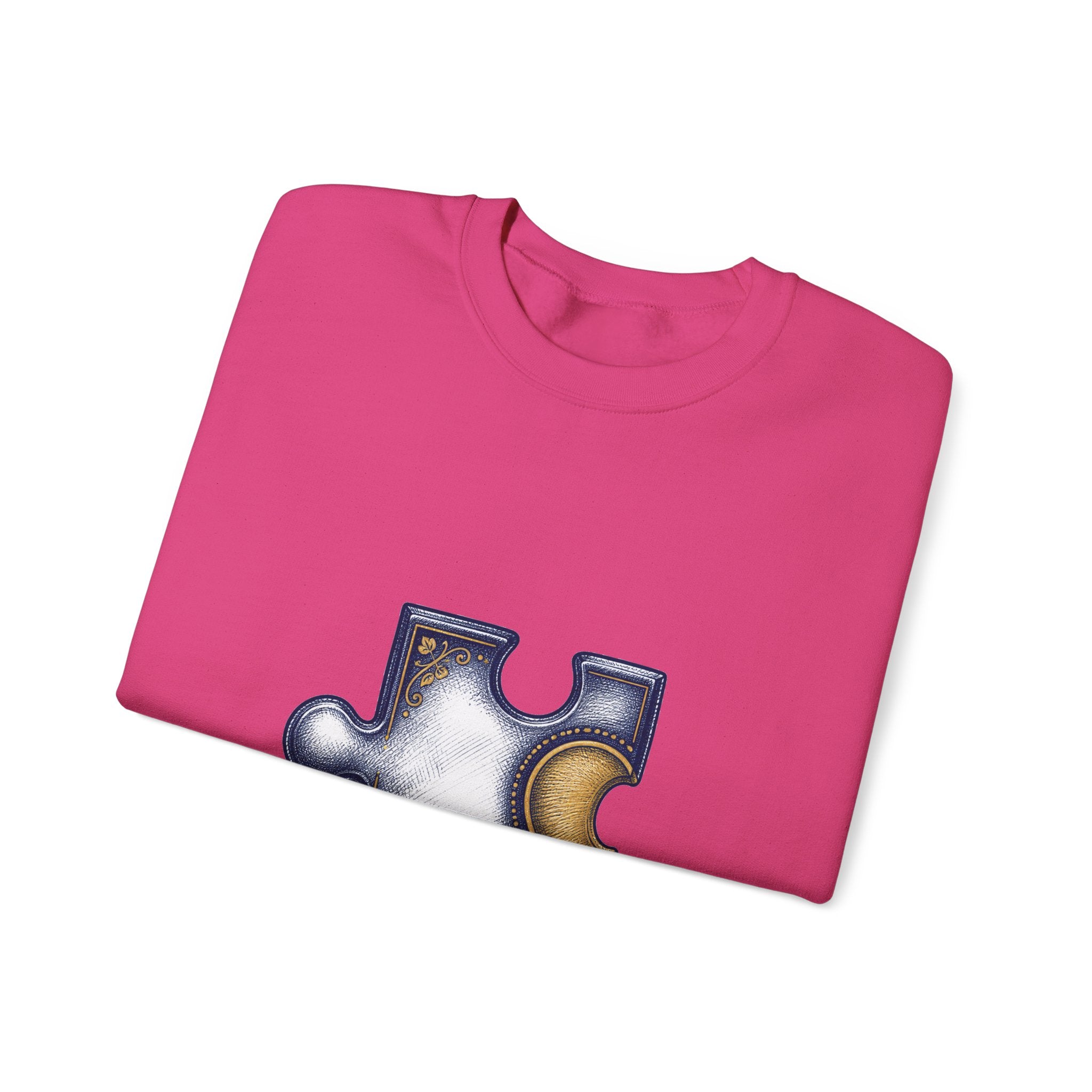 Matching Couple Sweatshirt - Puzzle Pieces Matching Couple Premium Fleece Sweatshirt Hand-Drawn Art His Hers Anniversary Gift - Design A