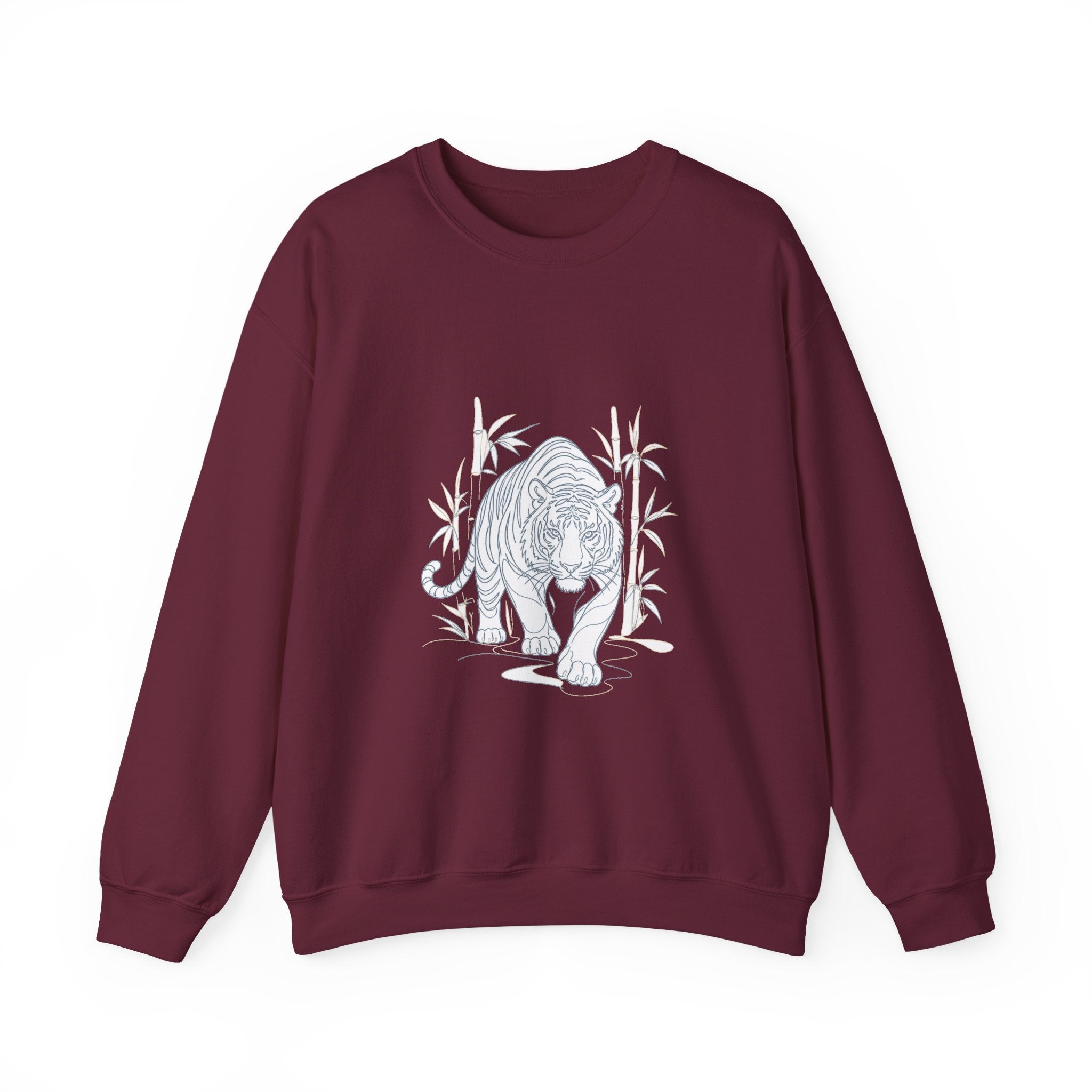 Matching Couple Sweatshirt - Tiger & Crane Matching Couple Crewneck Sweatshirt Minimalist Art His Hers Valentine Gift - Design A