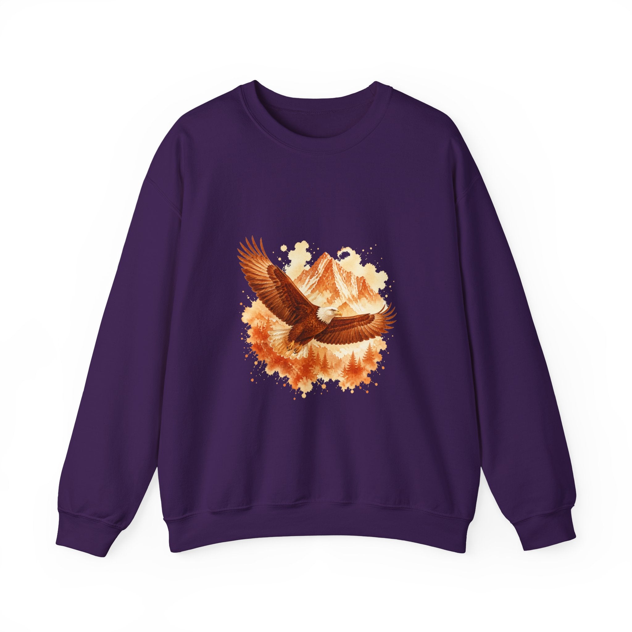 Matching Couple Sweatshirt - Eagle & Whale Matching Couple Premium Fleece Sweatshirt Watercolor Art His Hers Birthday Gift - Design A
