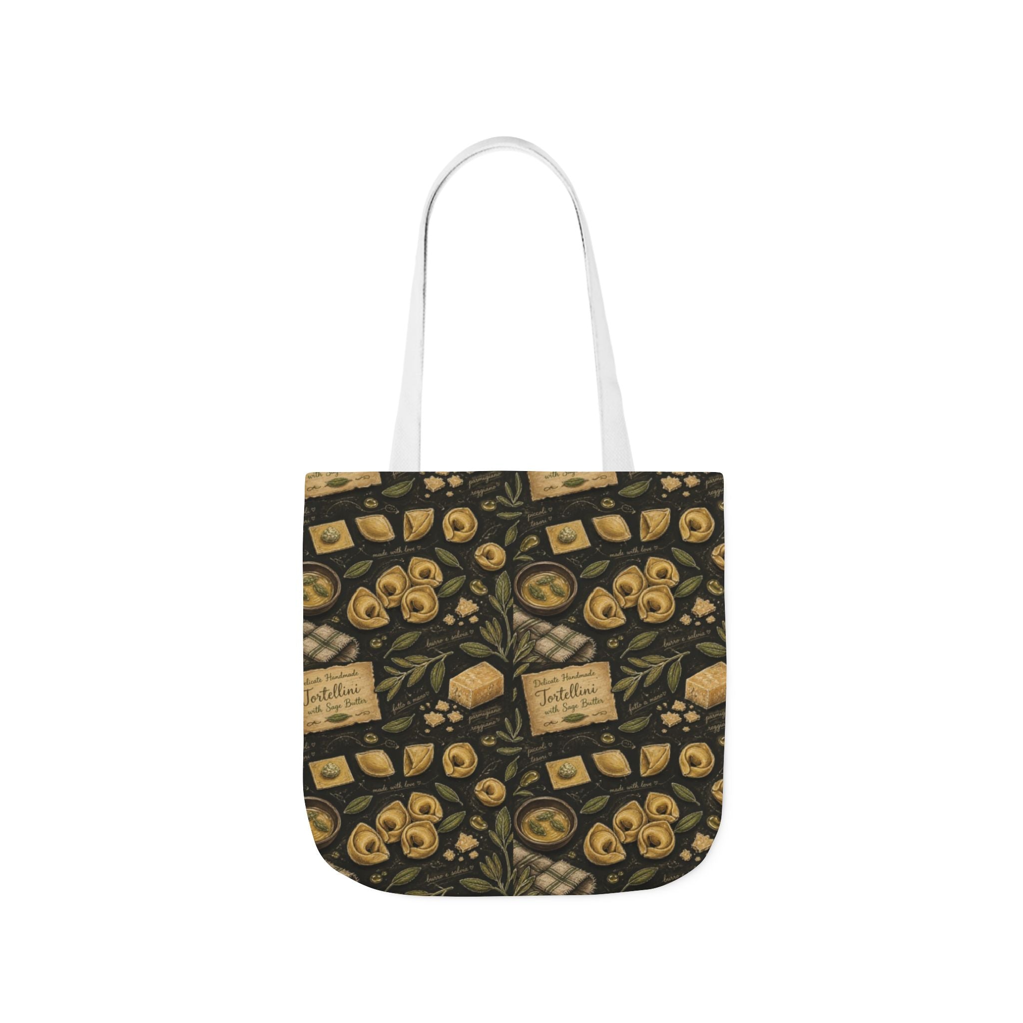 Tortellini with Sage Canvas Tote Bag Mediterranean Kitchen Chalk Art Design Italian Cottagecore Gift