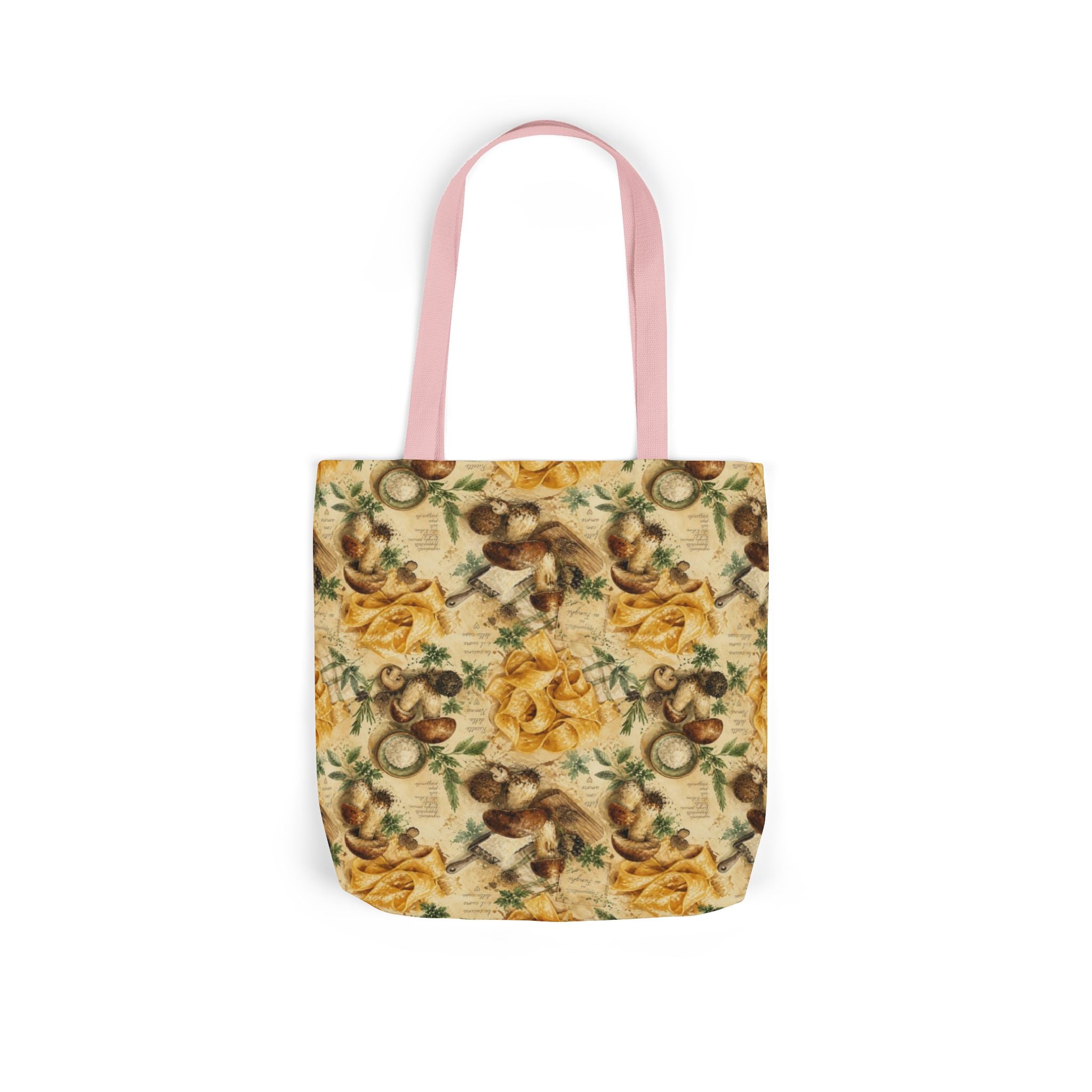 Pappardelle Ribbons Canvas Tote Bag Mediterranean Kitchen Watercolor Splash Design Italian Cottagecore Gift