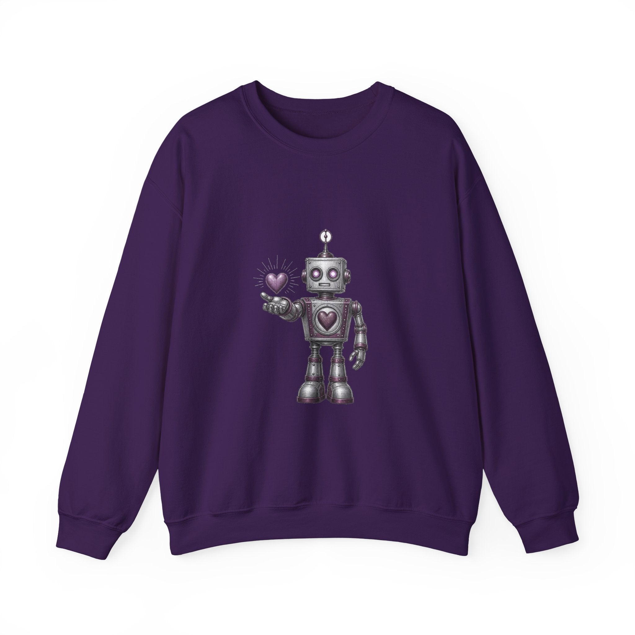 Matching Couple Sweatshirt - Robot & Heart Matching Couple Comfort Colors Crew Vintage Art His Hers Honeymoon Gift - Design A